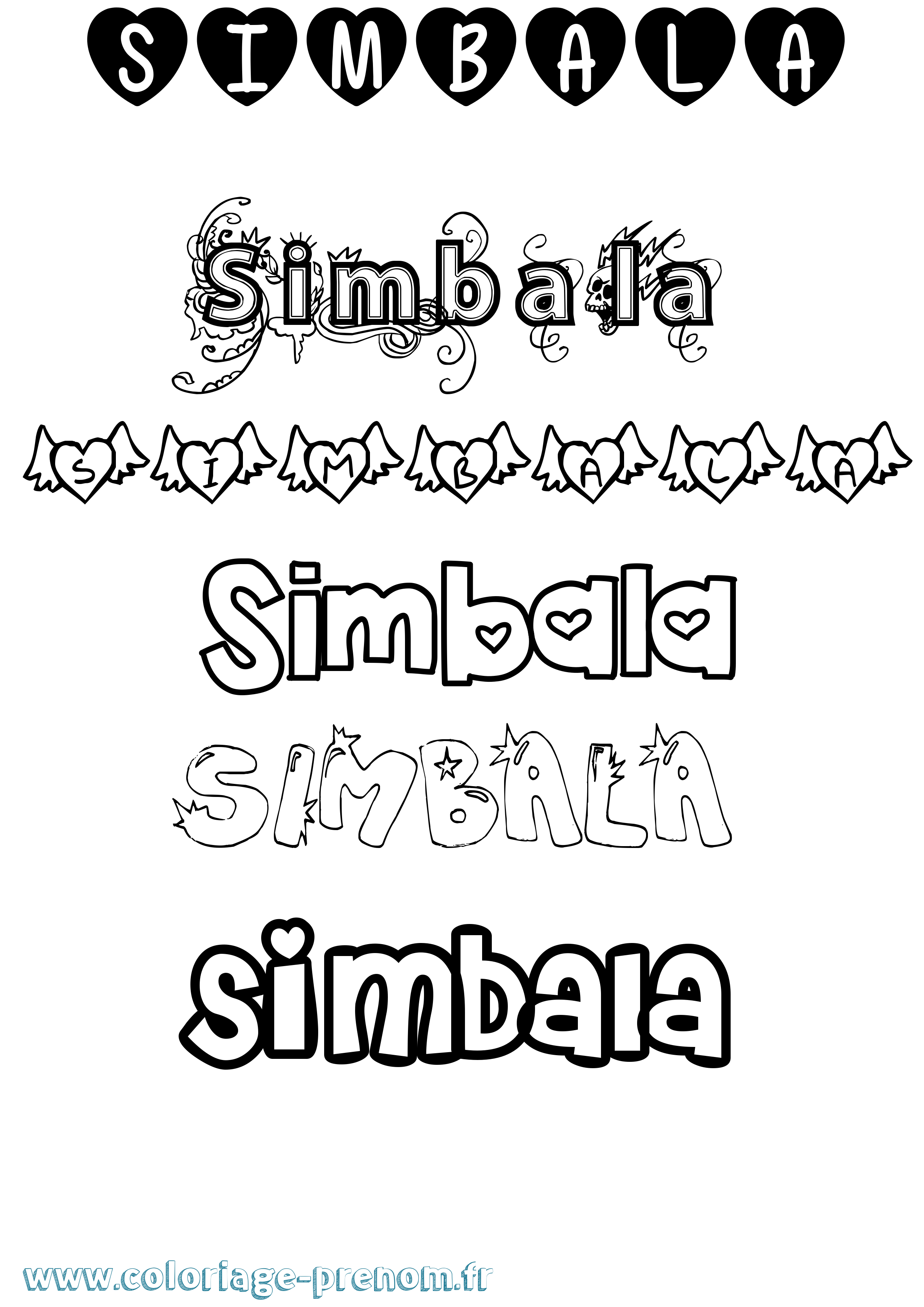 Coloriage Simbala Girly Coloriage prénom Simbala Girly