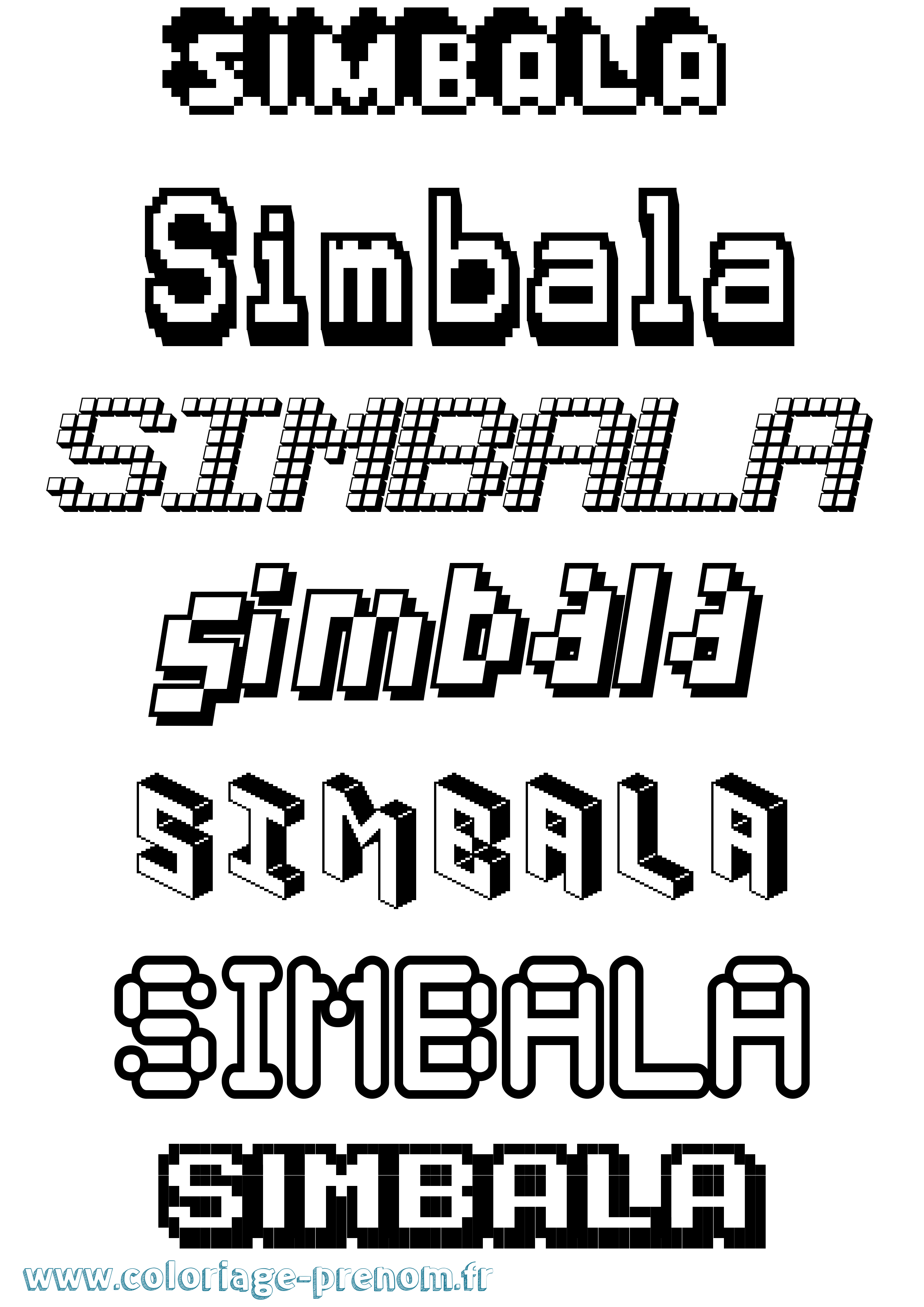Coloriage Simbala Pixel Coloriage prénom Simbala Pixel
