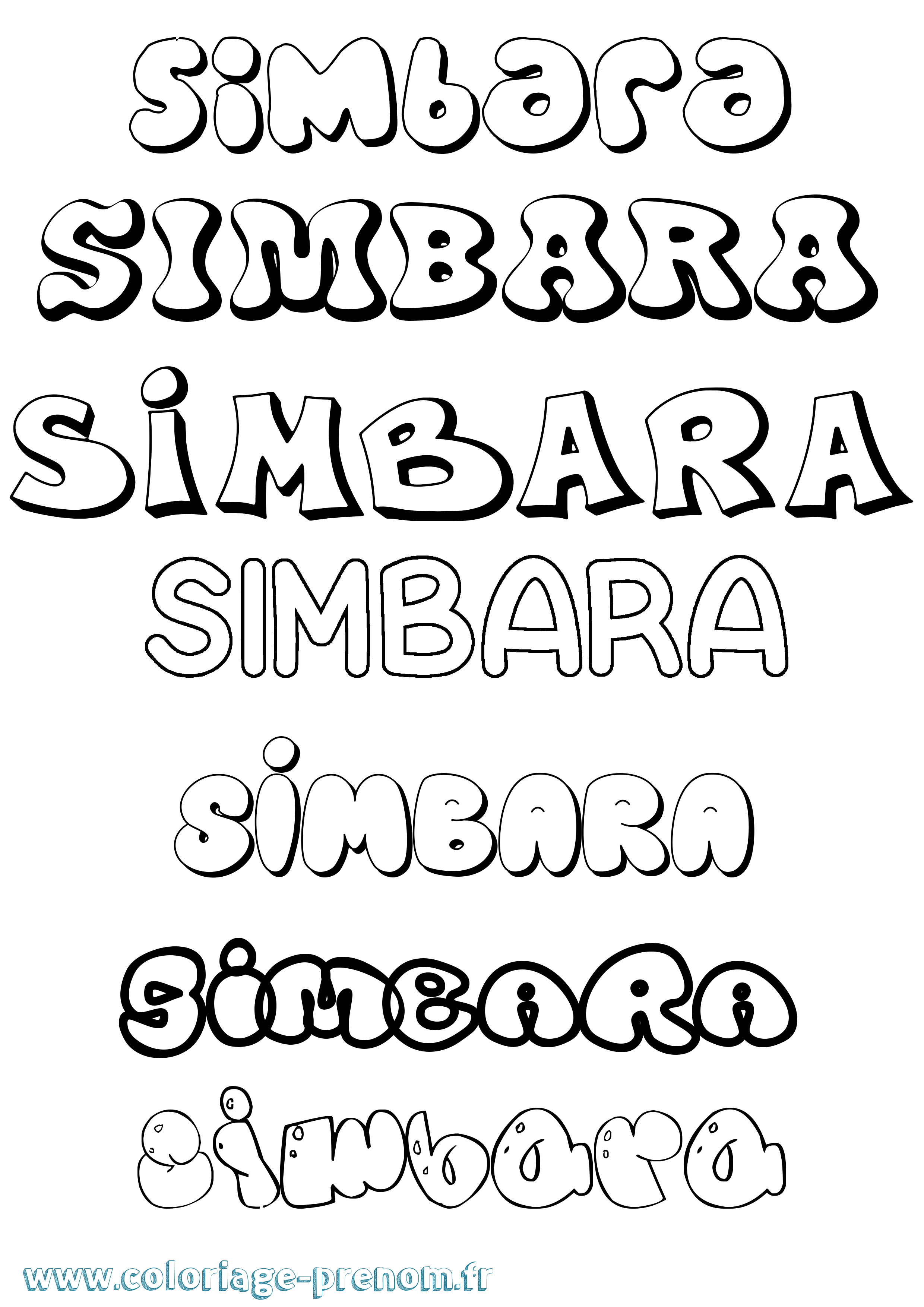 Coloriage Simbara Bubble Coloriage prénom Simbara Bubble