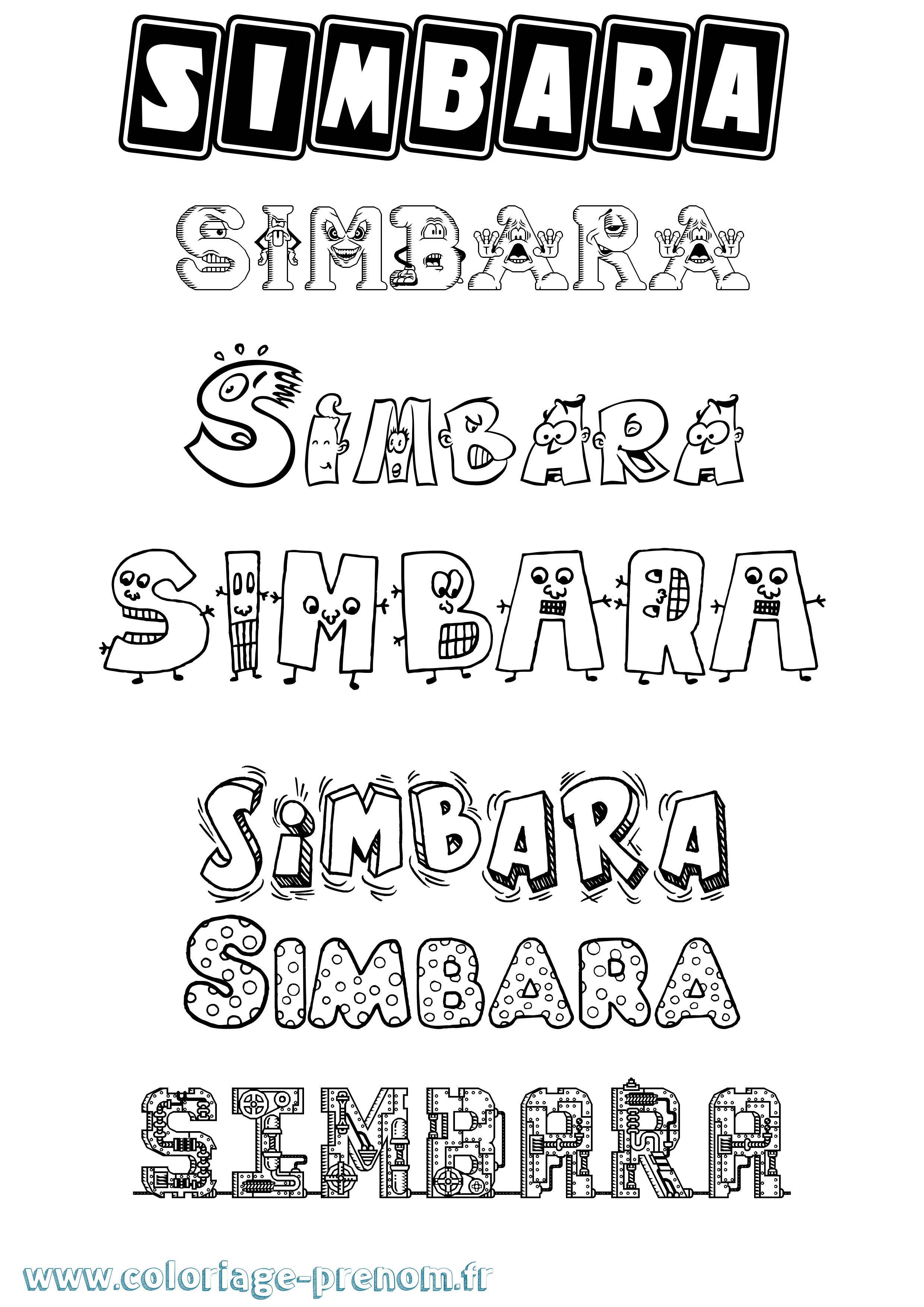 Coloriage Simbara Fun Coloriage prénom Simbara Fun