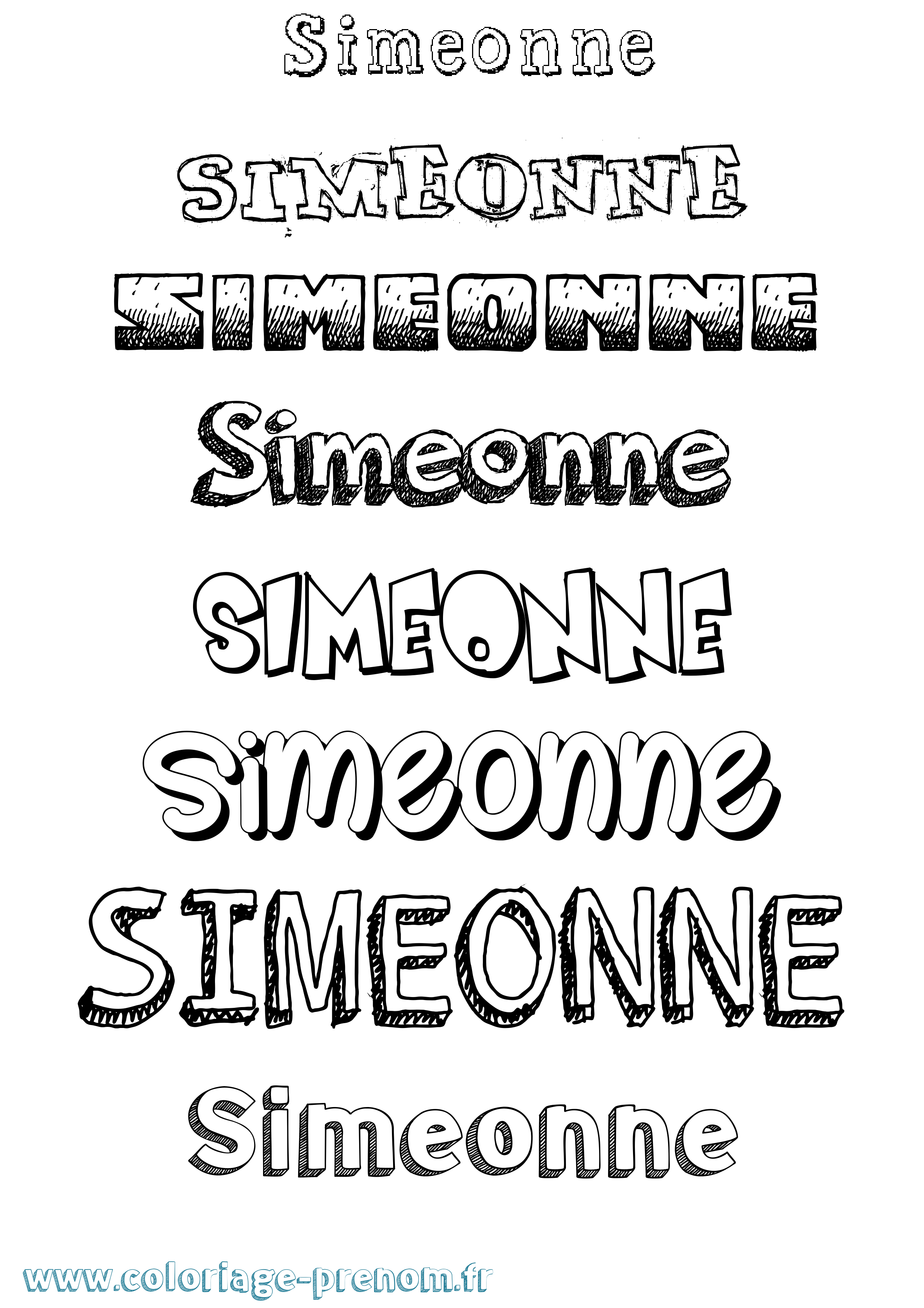 Coloriage Simeonne Dessiné Coloriage prénom Simeonne Dessiné