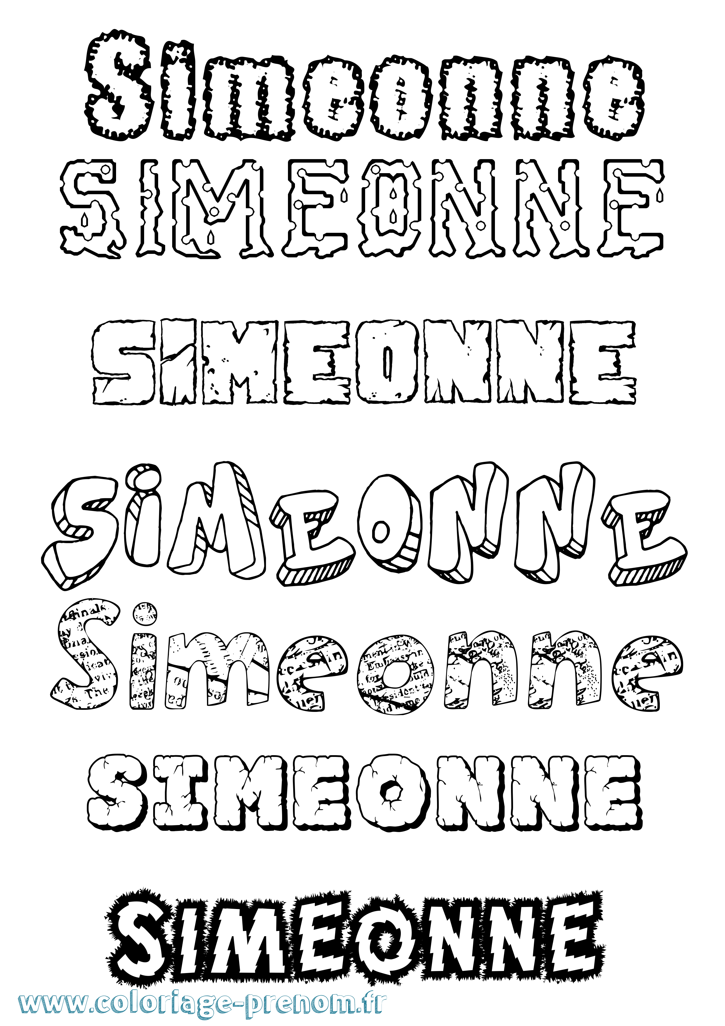 Coloriage Simeonne Destructuré Coloriage prénom Simeonne Destructuré