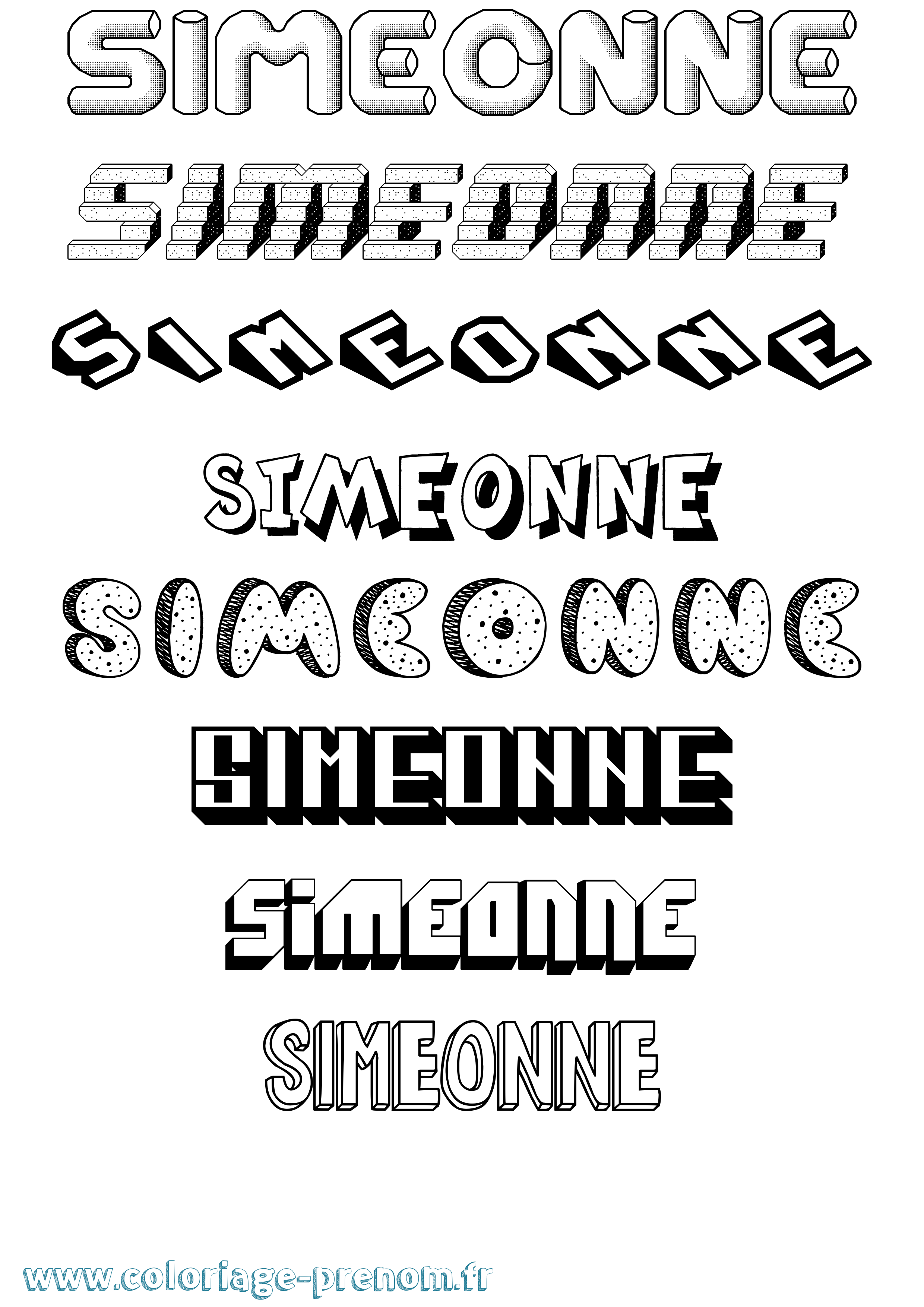 Coloriage Simeonne Effet 3D Coloriage prénom Simeonne Effet 3D