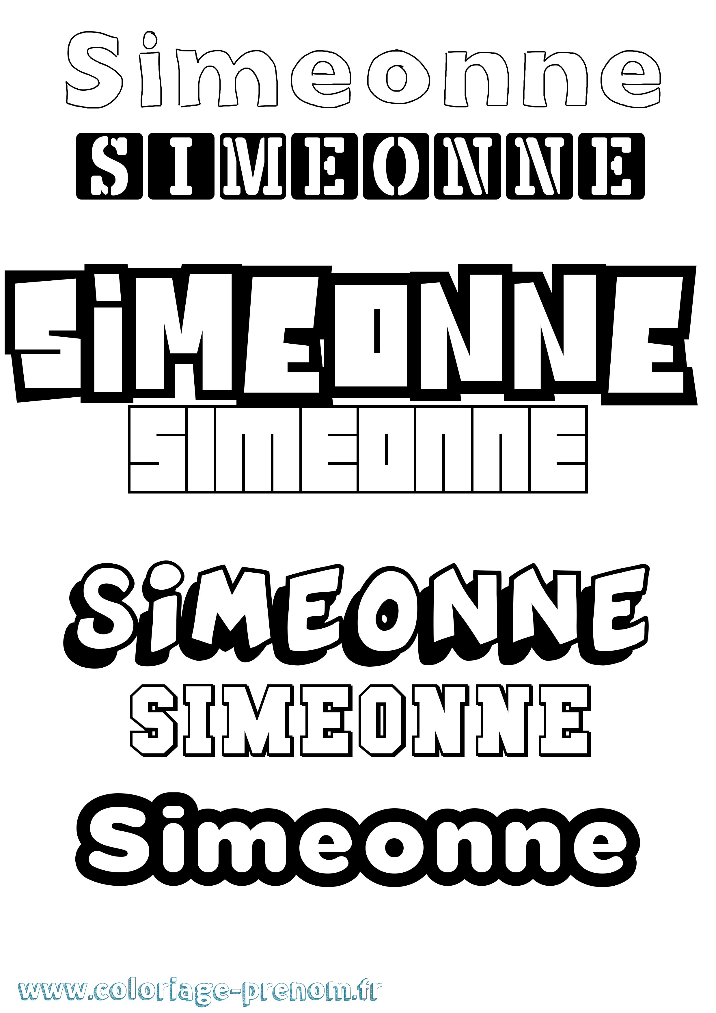 Coloriage Simeonne Simple Coloriage prénom Simeonne Simple