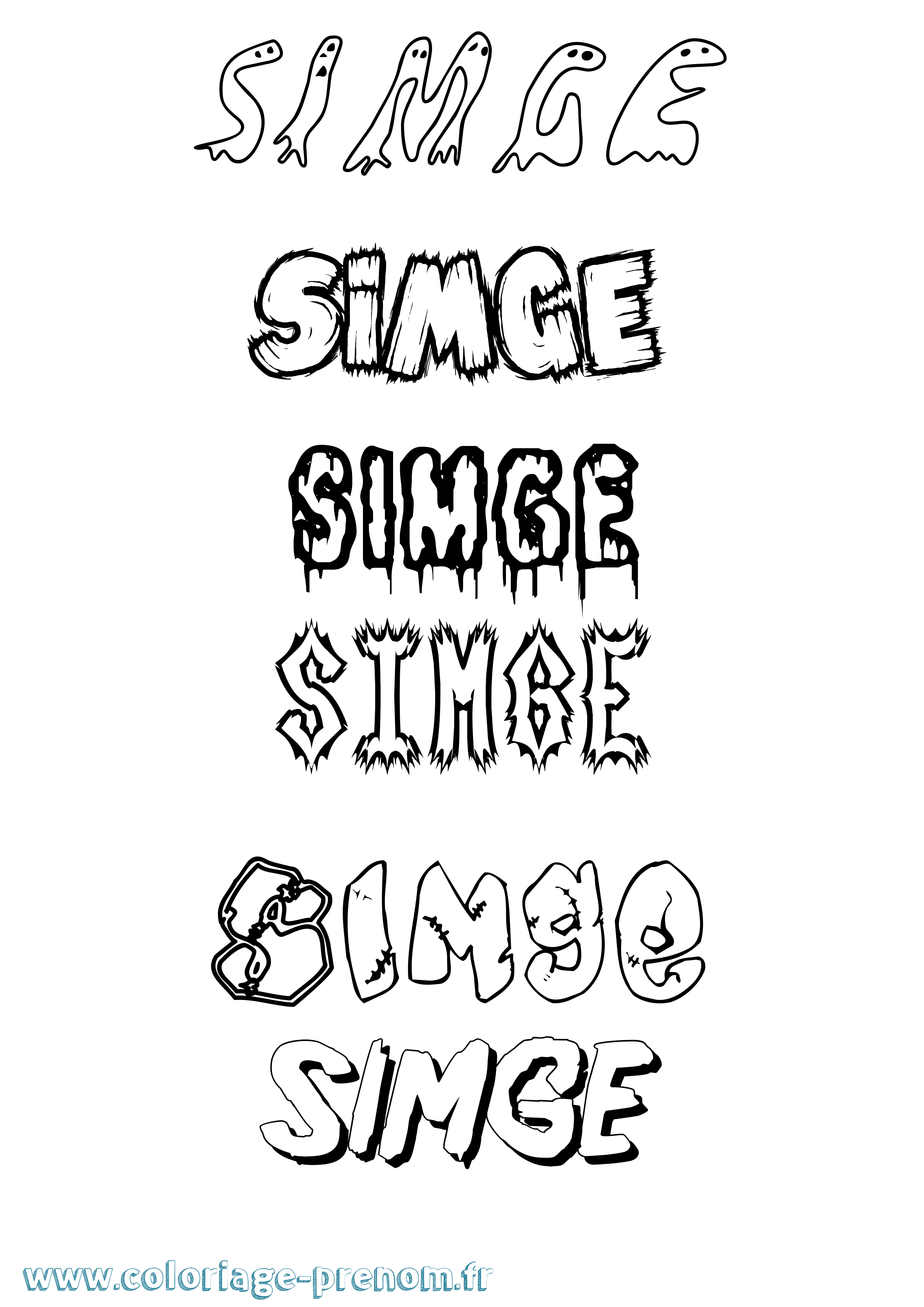 Coloriage Simge Frisson Coloriage prénom Simge Frisson