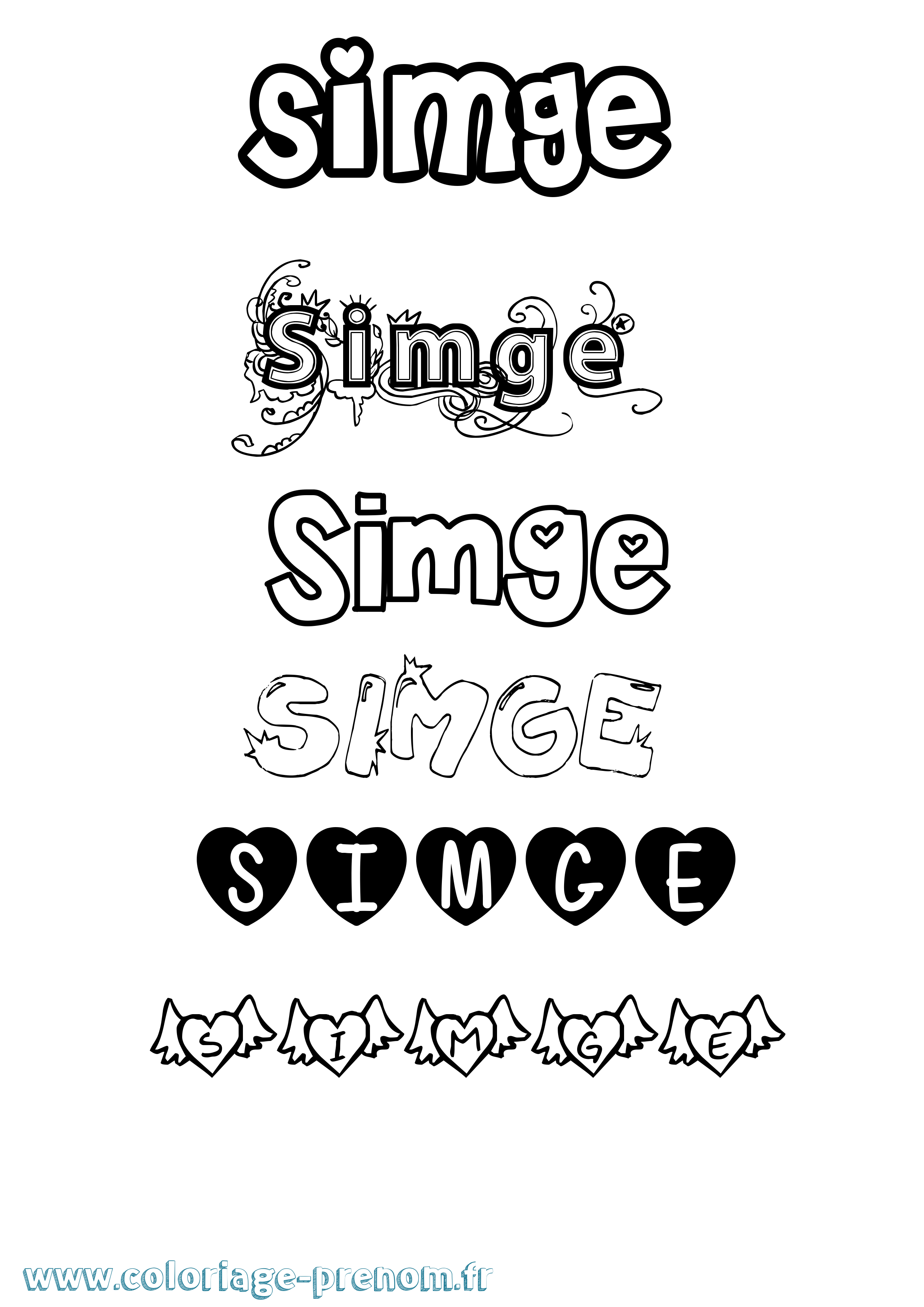 Coloriage Simge Girly Coloriage prénom Simge Girly