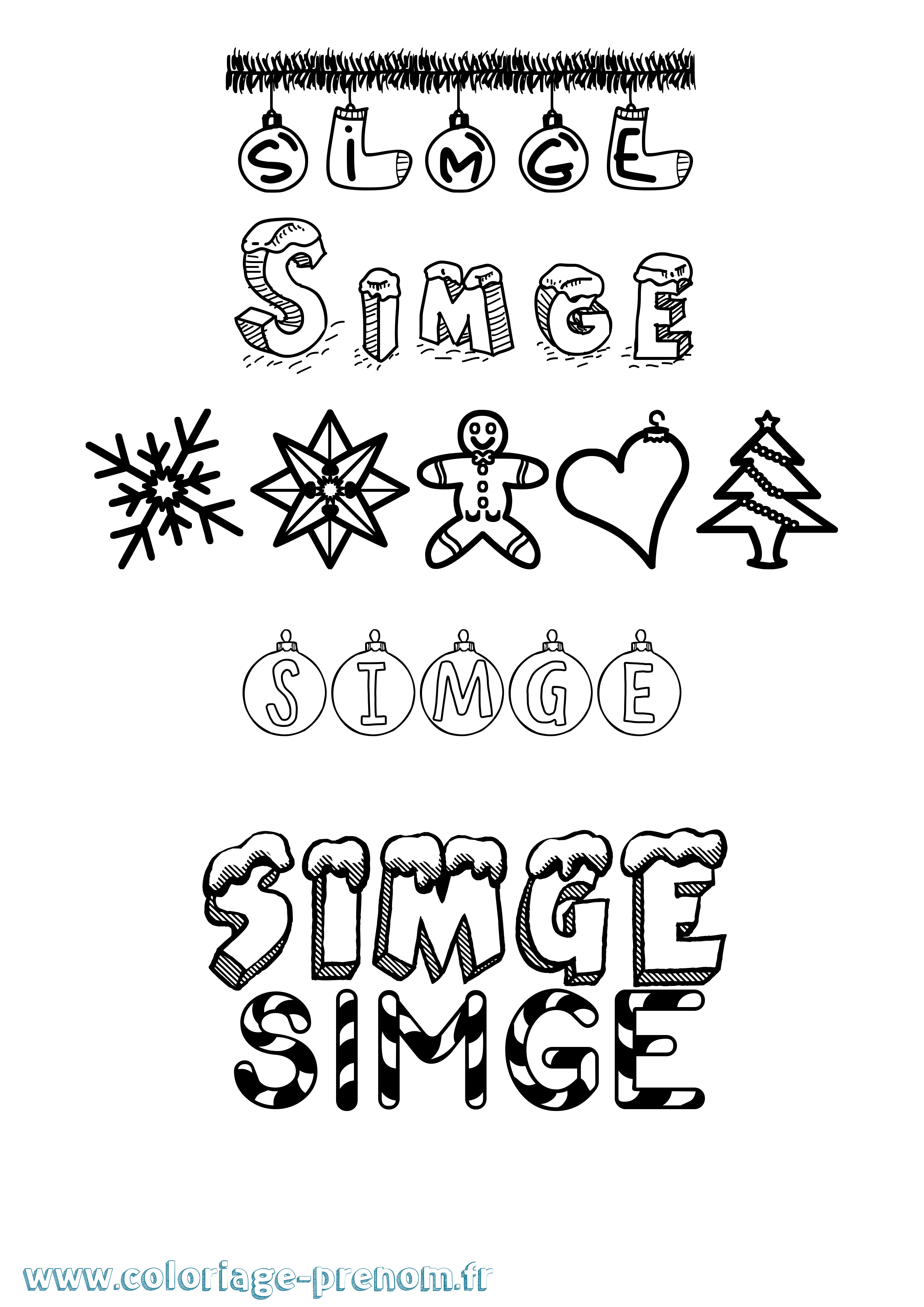 Coloriage Simge Noël Coloriage prénom Simge Noël