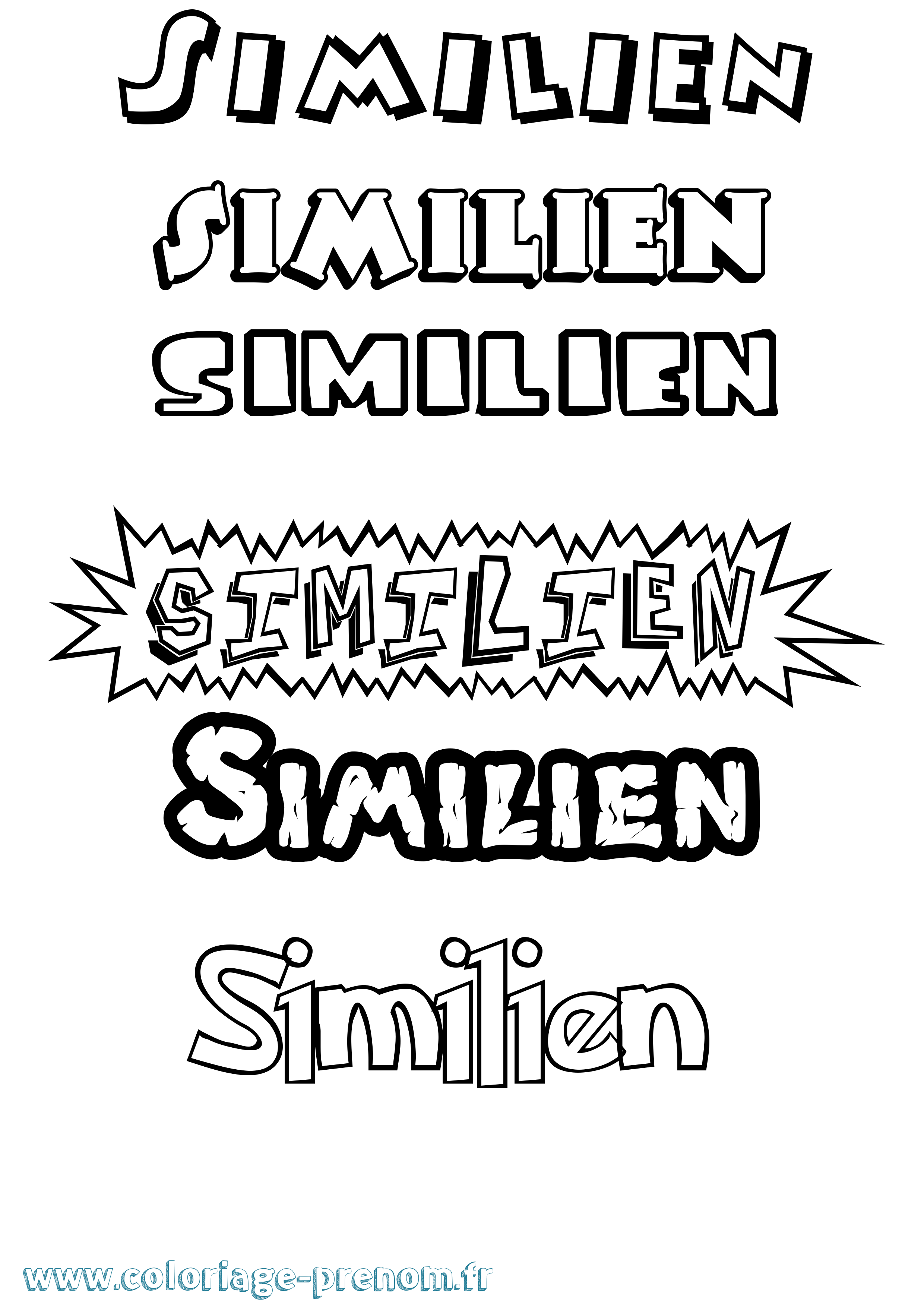 Coloriage Similien Dessin Animé Coloriage prénom Similien Dessin Animé
