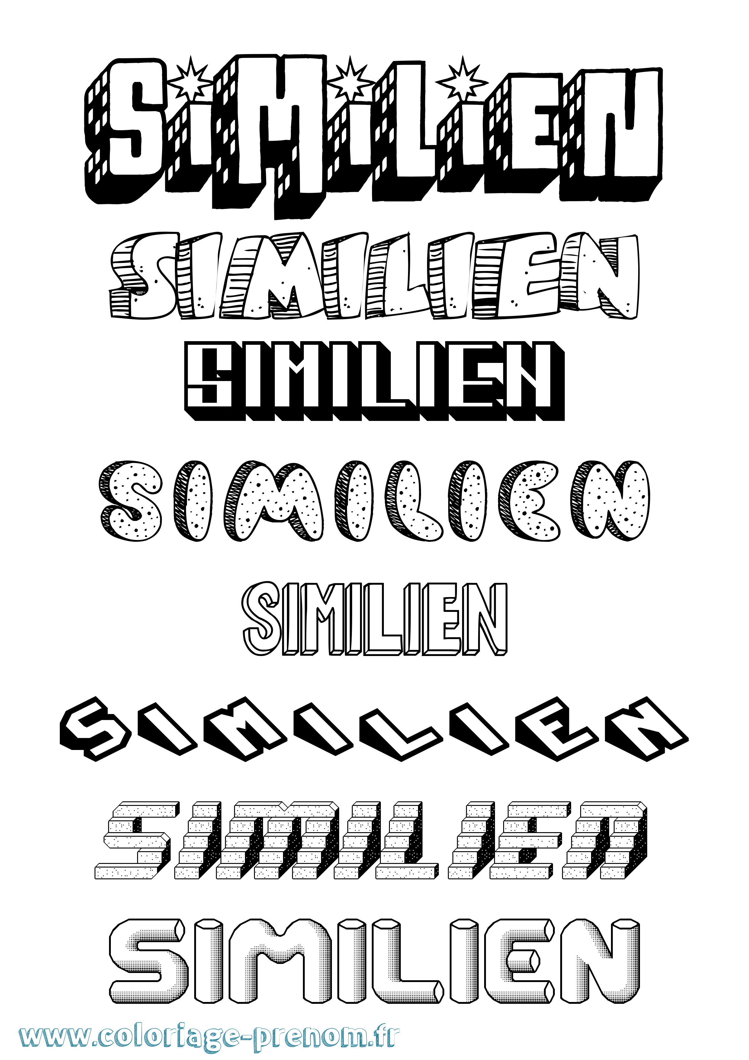 Coloriage Similien Effet 3D Coloriage prénom Similien Effet 3D