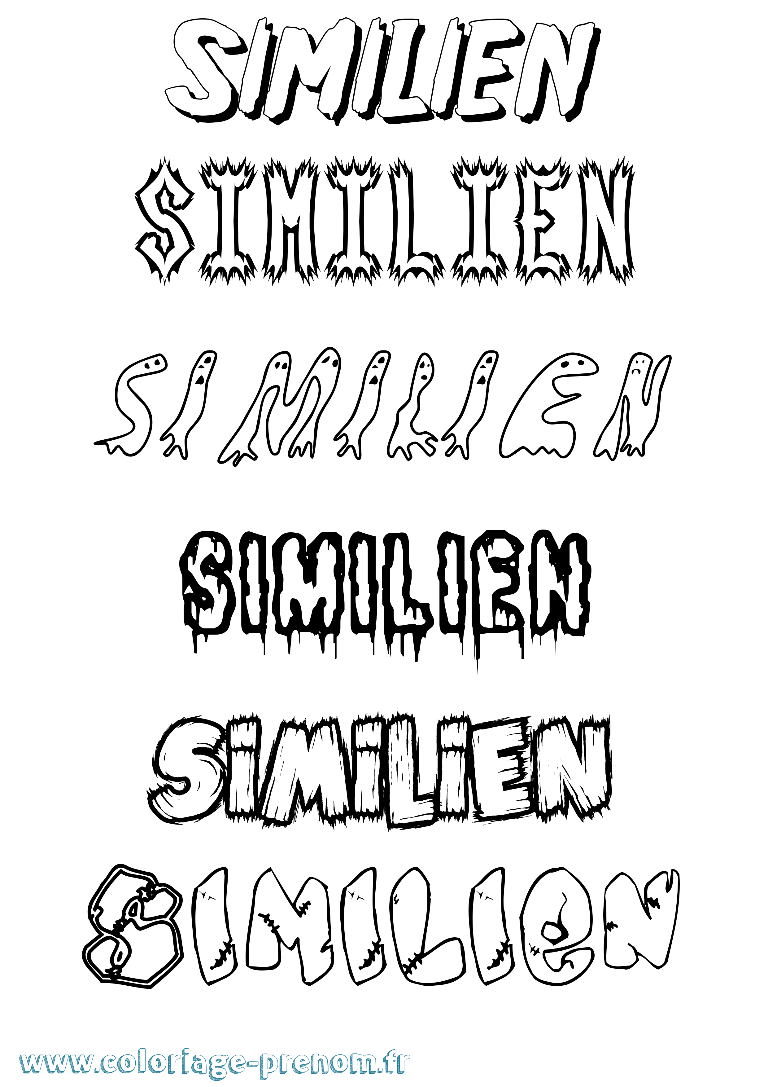Coloriage Similien Frisson Coloriage prénom Similien Frisson