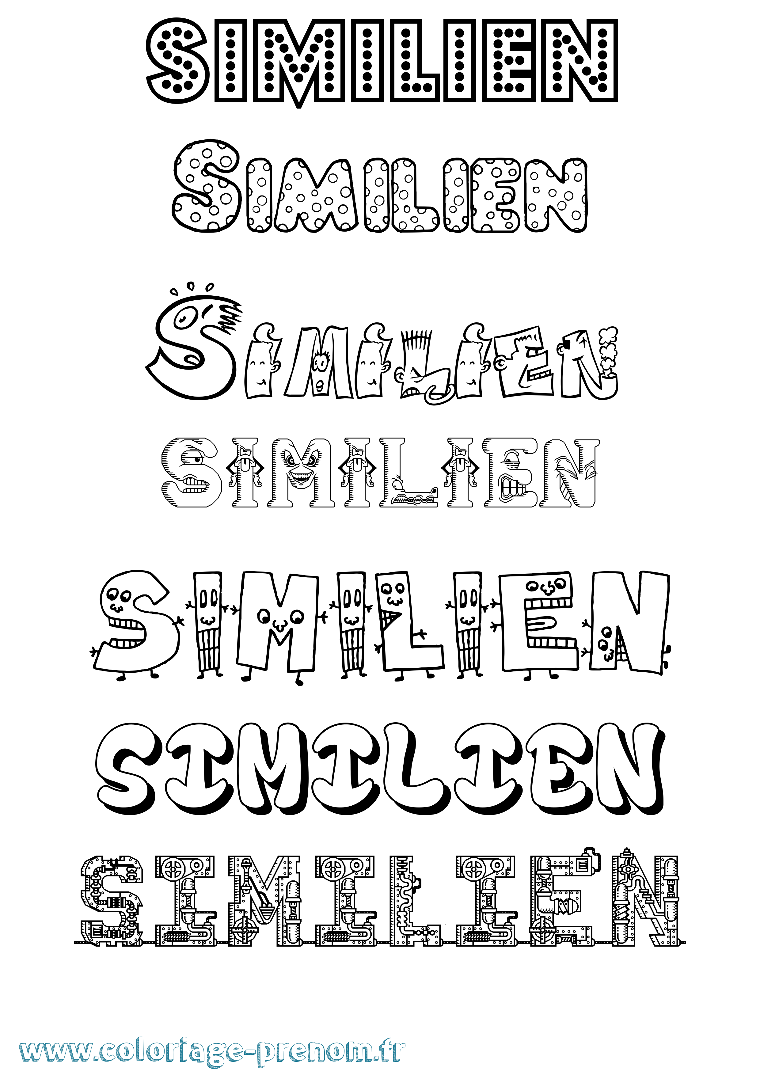 Coloriage Similien Fun Coloriage prénom Similien Fun