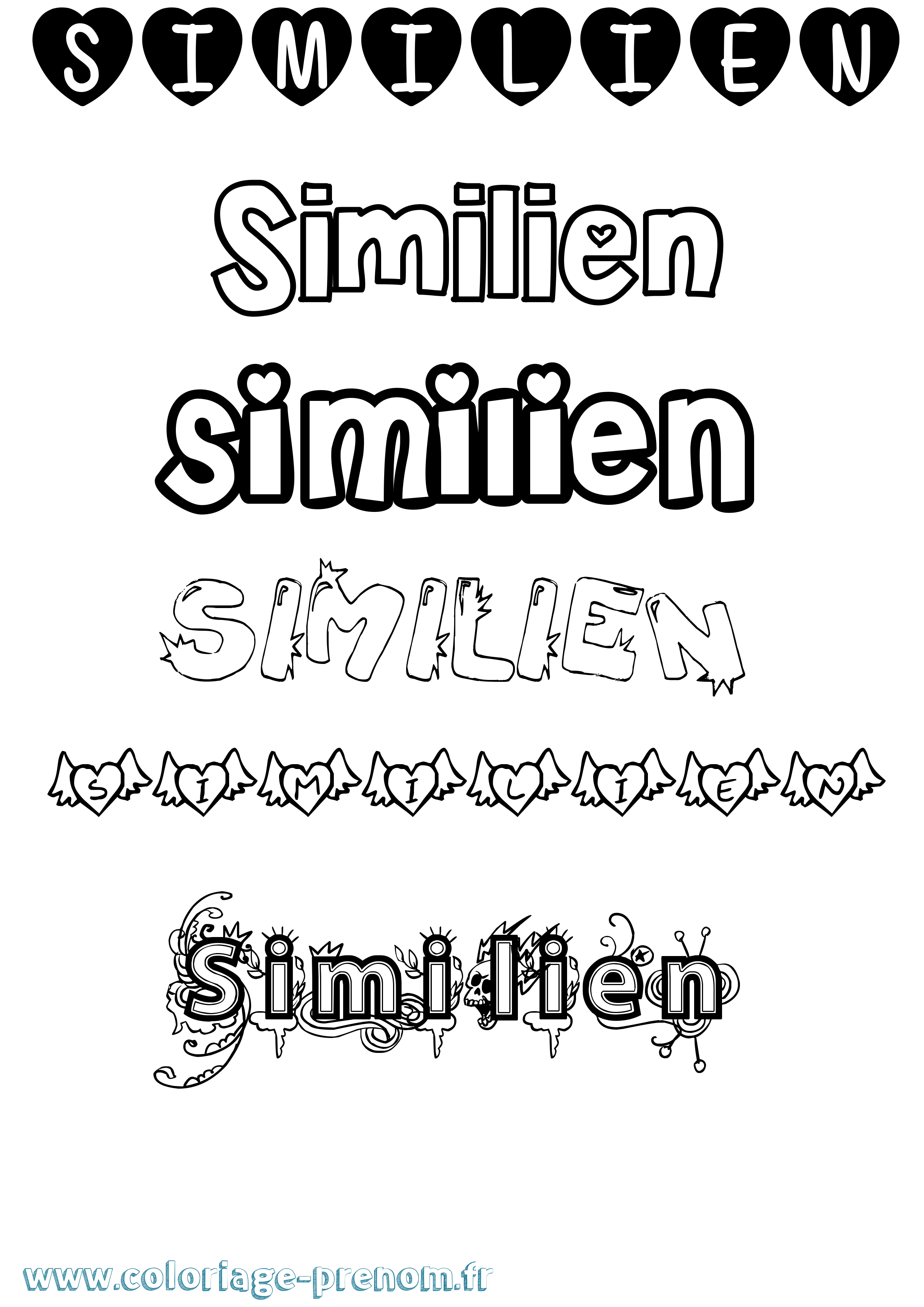 Coloriage Similien Girly Coloriage prénom Similien Girly