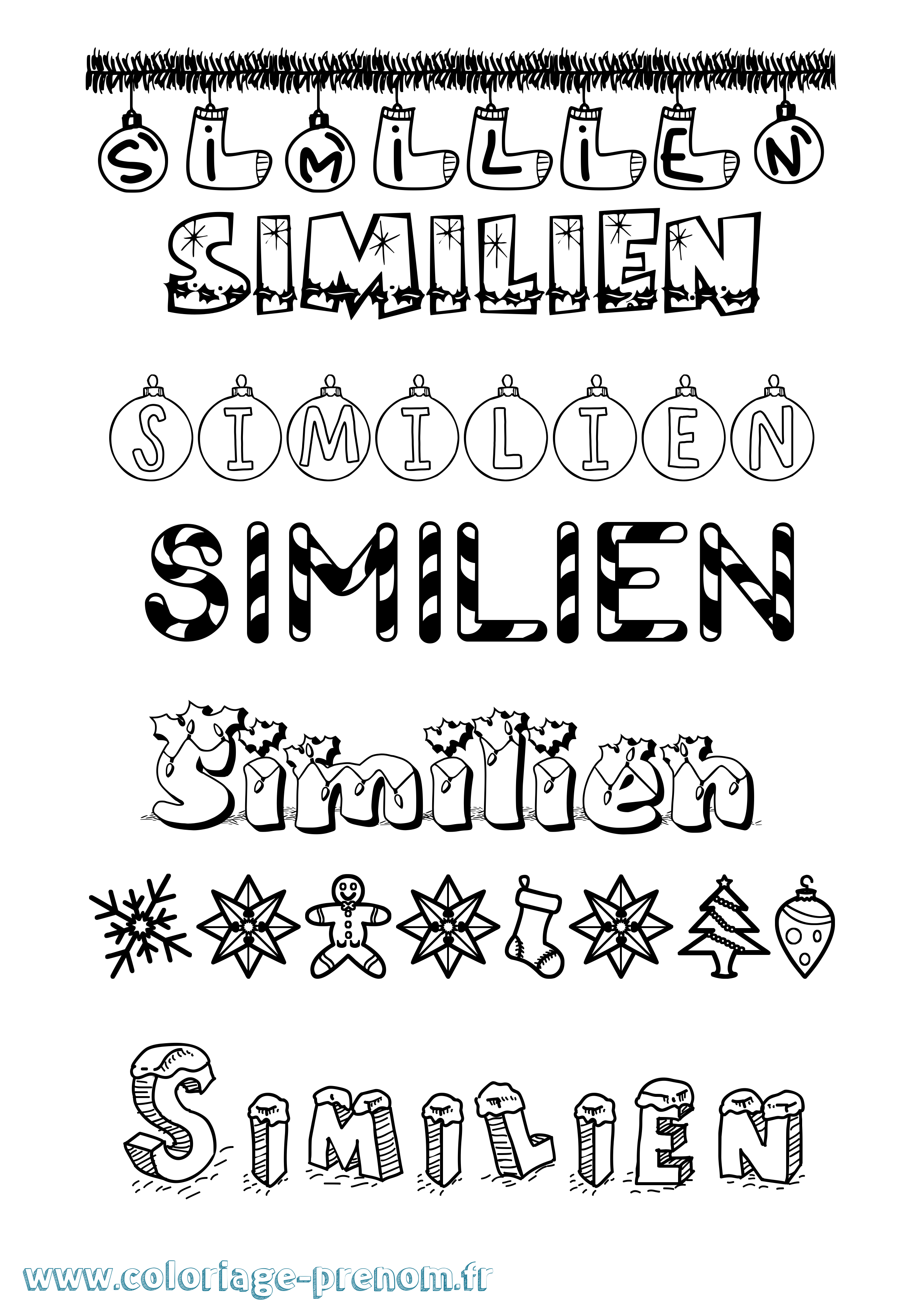 Coloriage Similien Noël Coloriage prénom Similien Noël