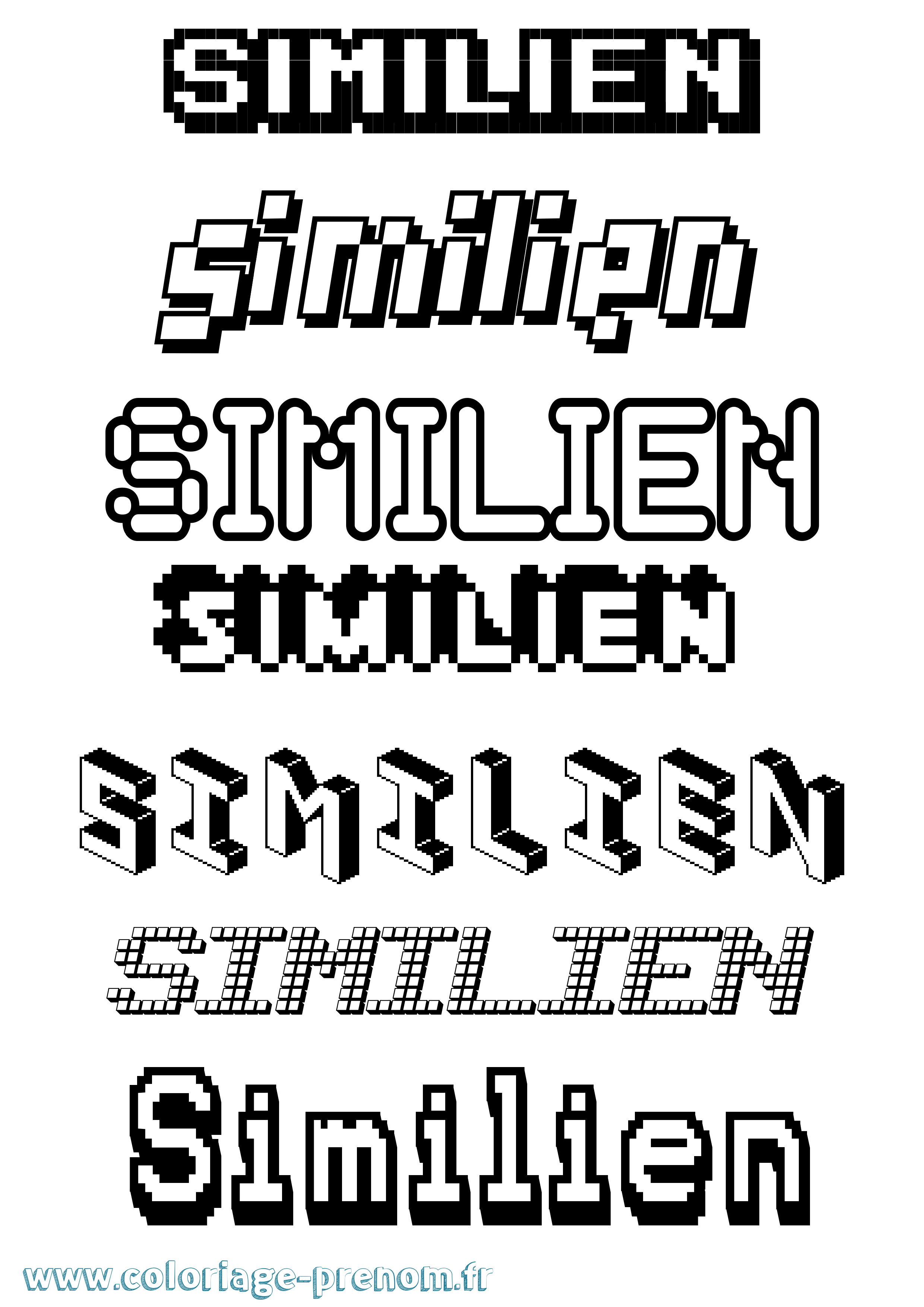 Coloriage Similien Pixel Coloriage prénom Similien Pixel