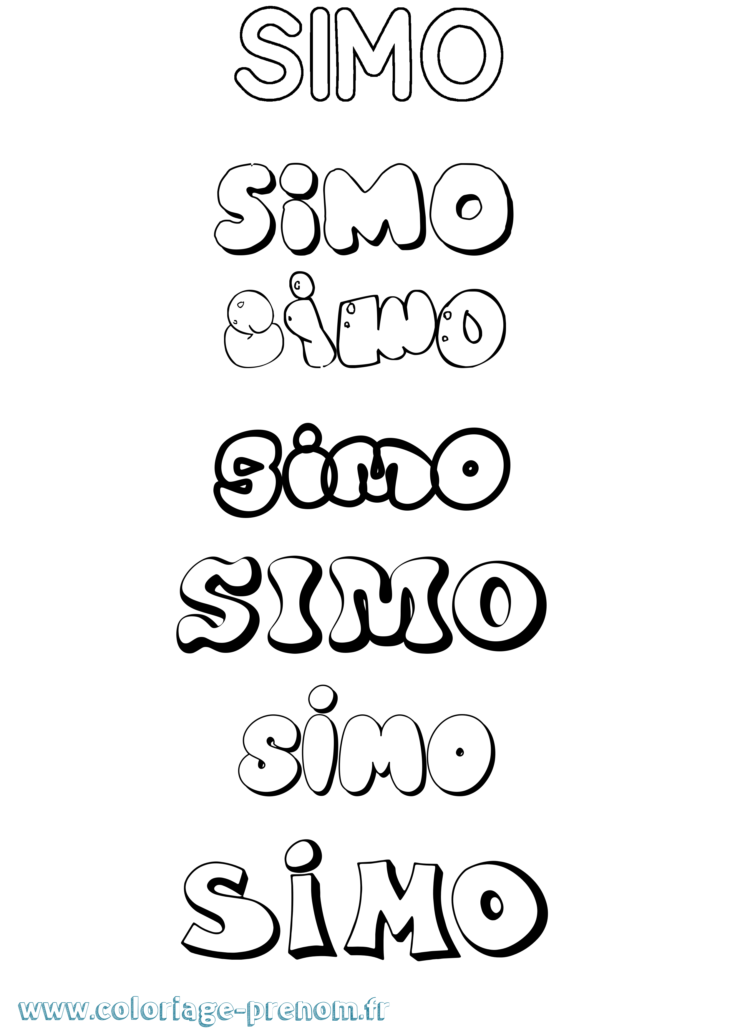 Coloriage Simo Bubble Coloriage prénom Simo Bubble