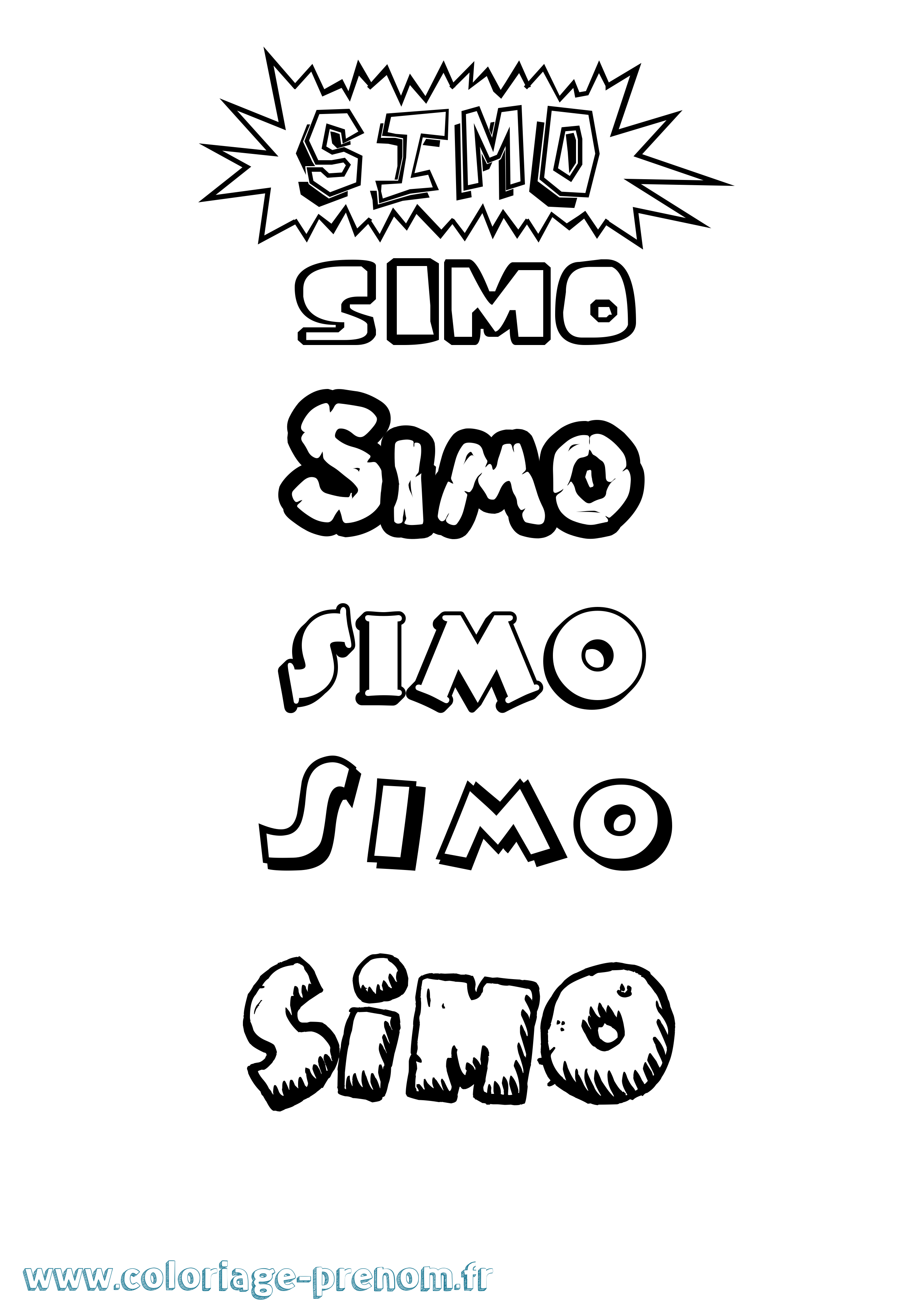 Coloriage Simo Dessin Animé Coloriage prénom Simo Dessin Animé