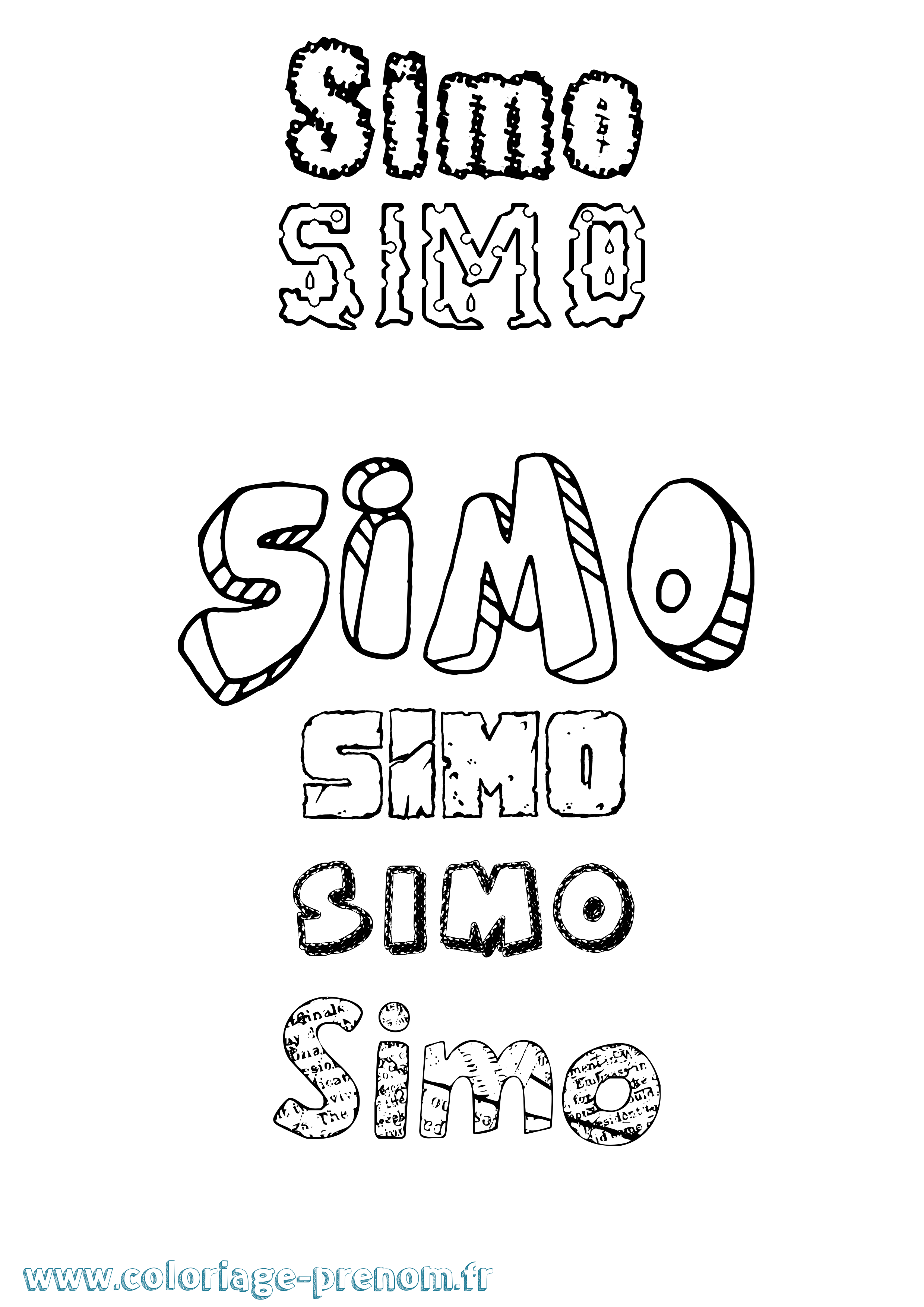 Coloriage Simo Destructuré Coloriage prénom Simo Destructuré