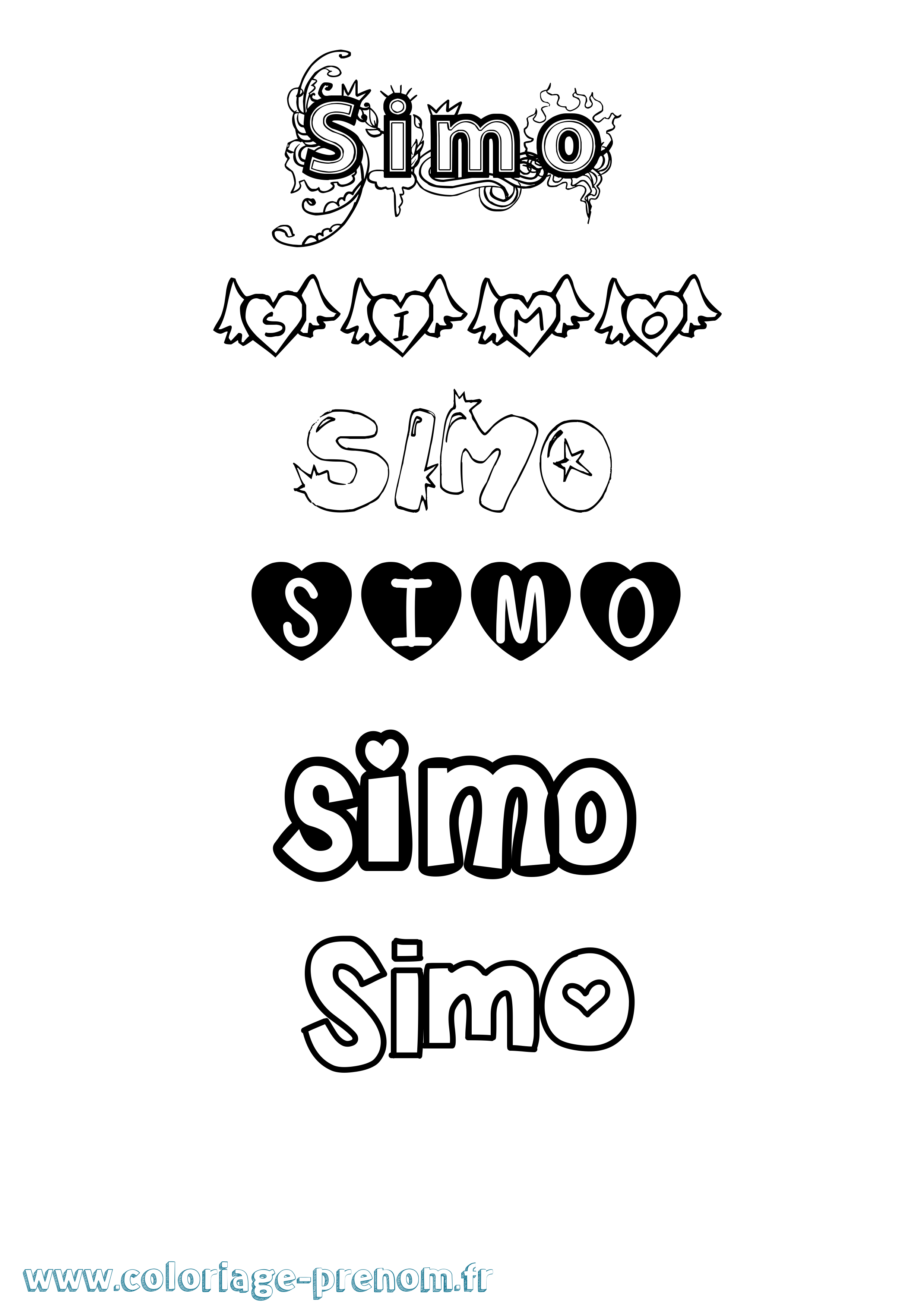 Coloriage Simo Girly Coloriage prénom Simo Girly