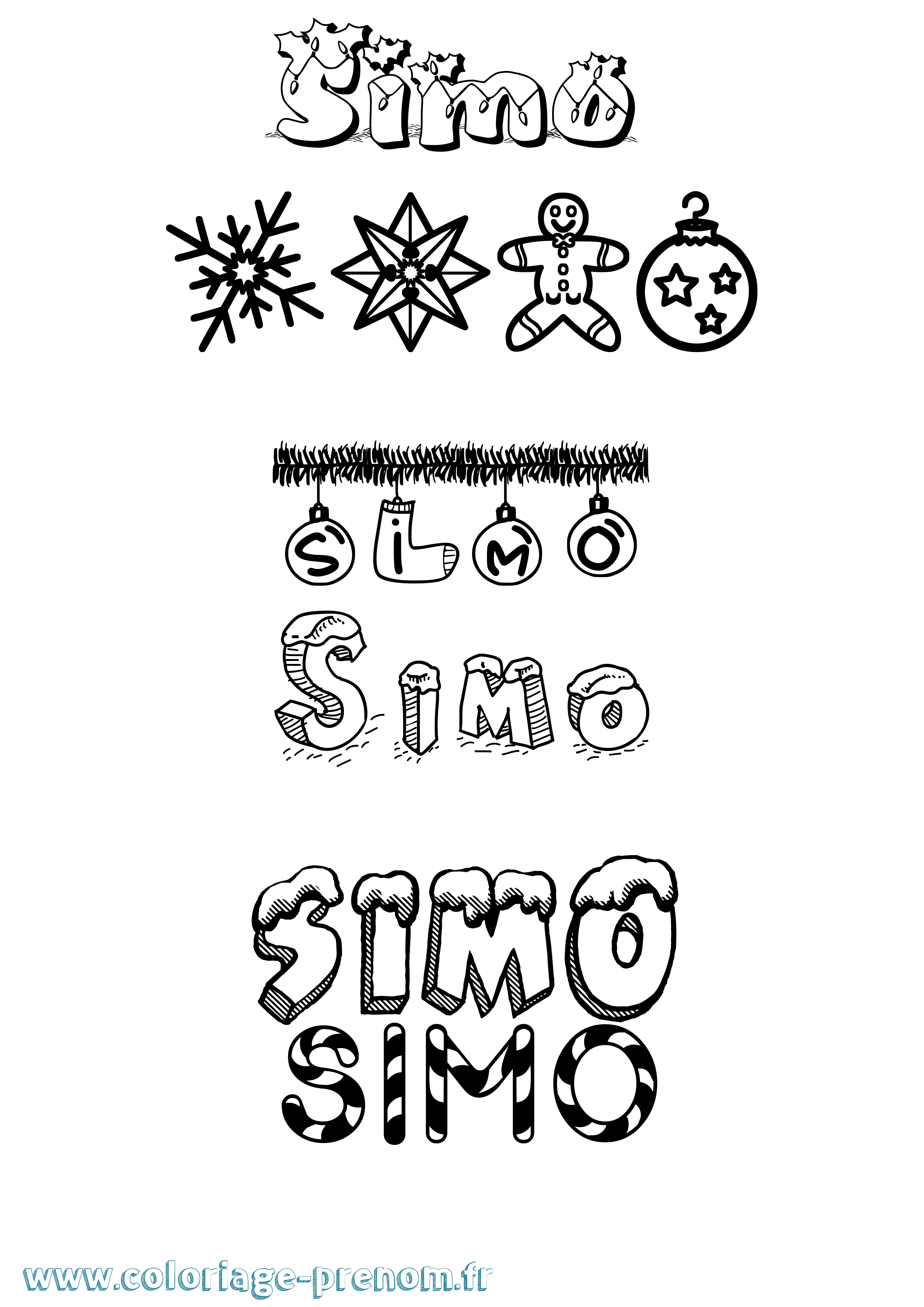 Coloriage Simo Noël Coloriage prénom Simo Noël