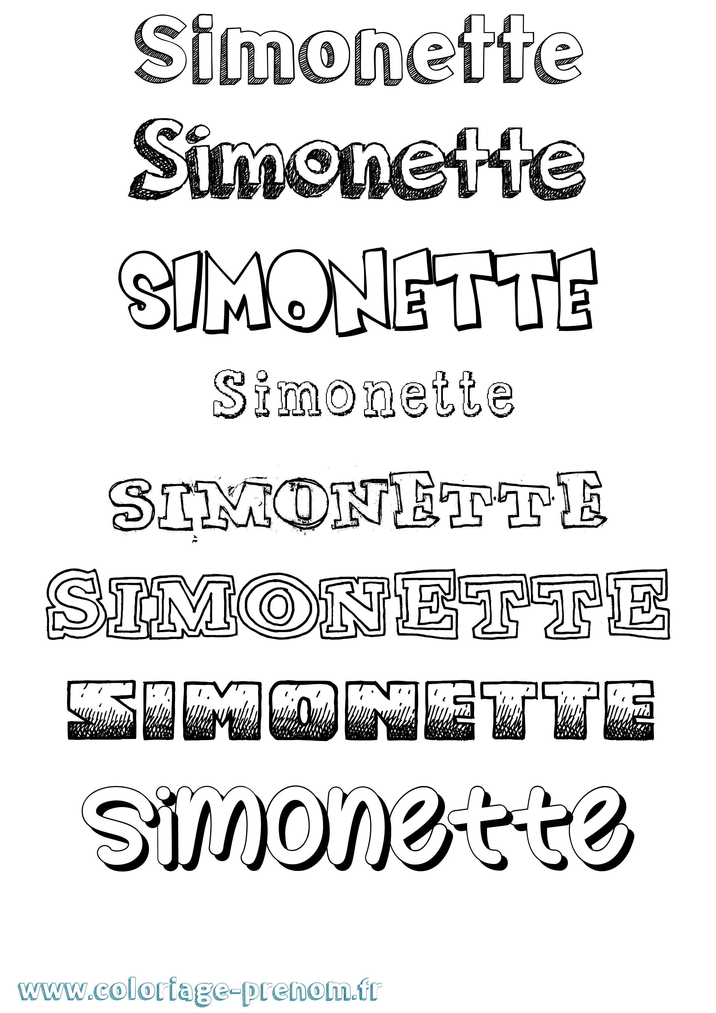 Coloriage Simonette Dessiné Coloriage prénom Simonette Dessiné