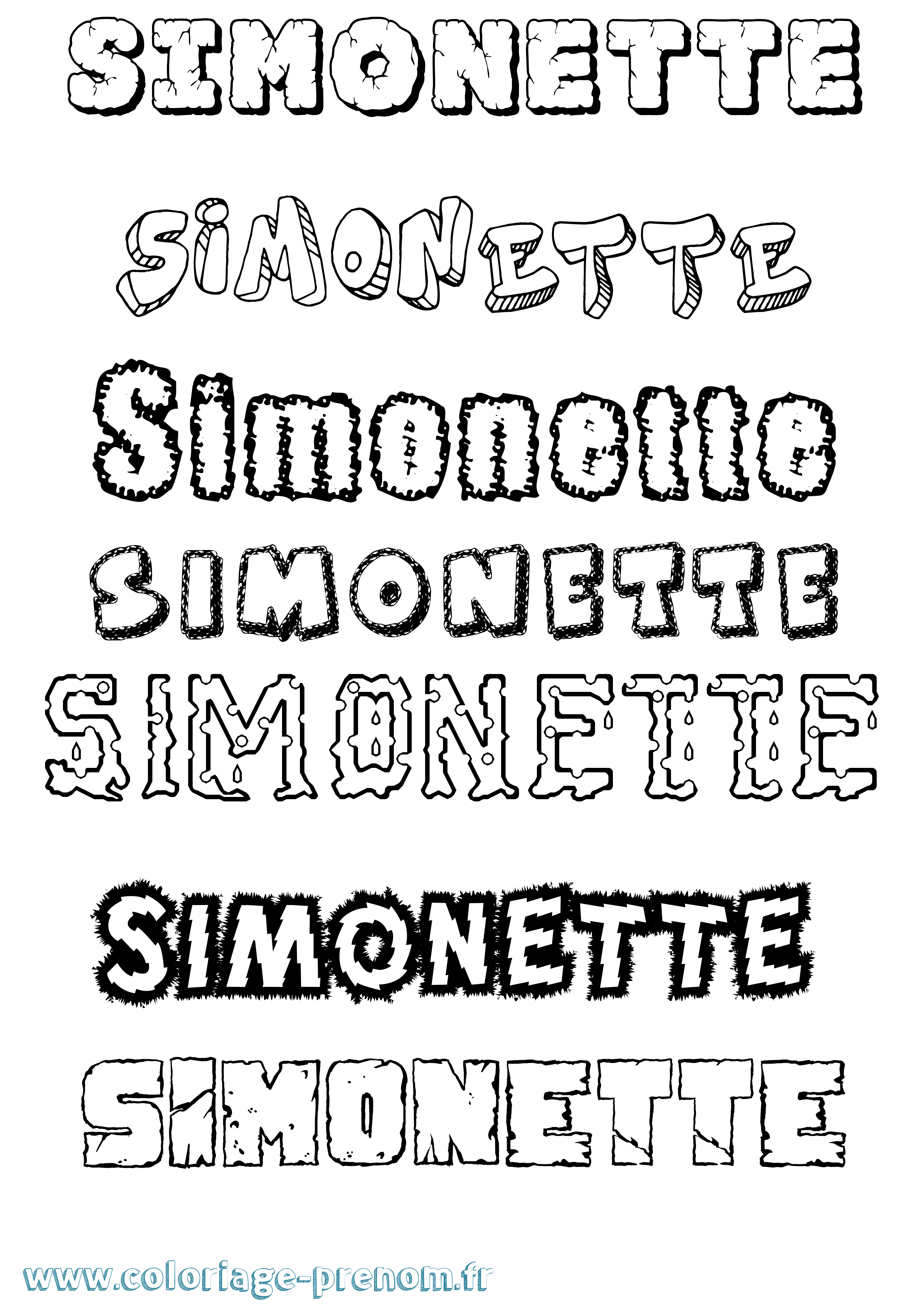 Coloriage Simonette Destructuré Coloriage prénom Simonette Destructuré