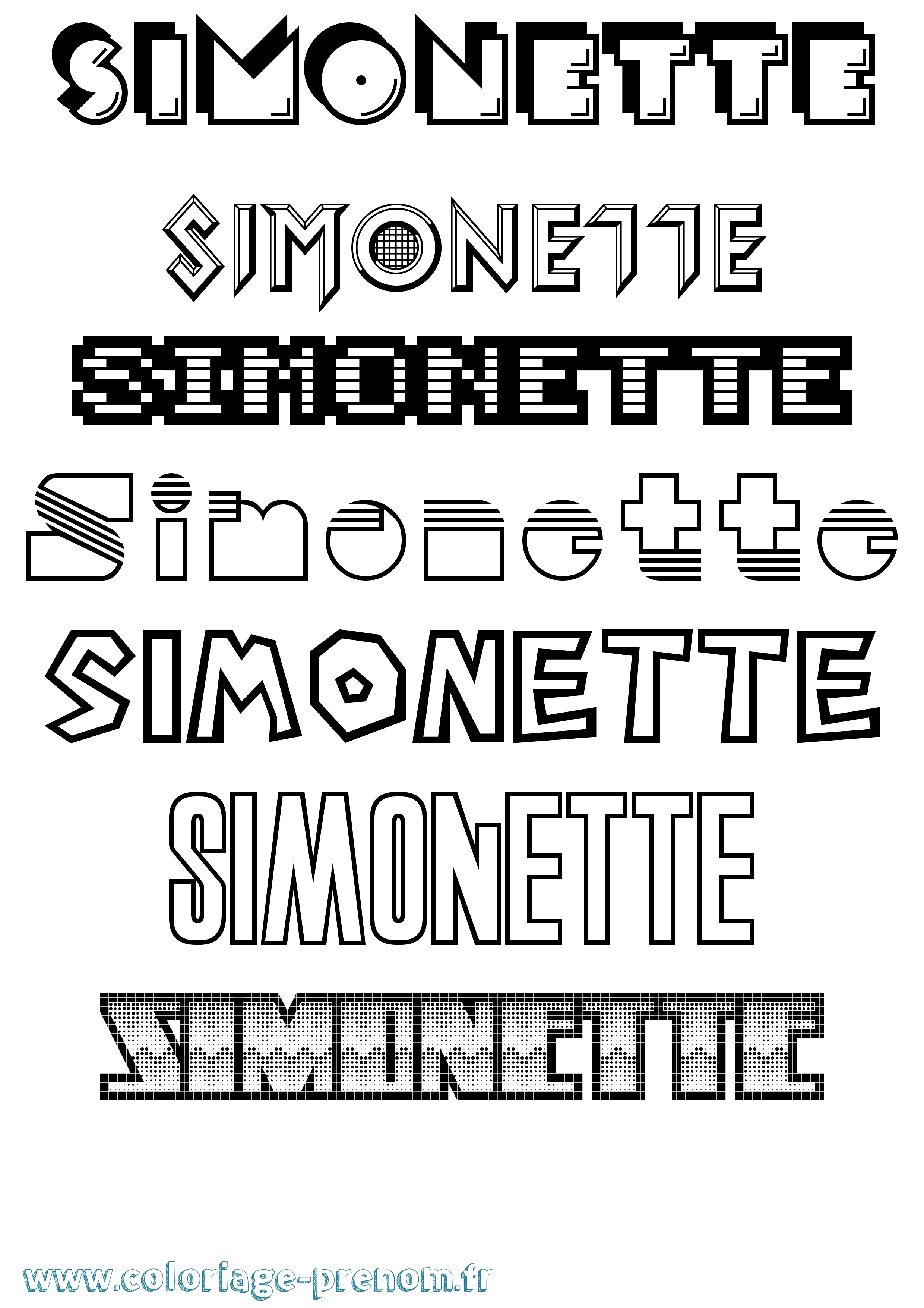 Coloriage Simonette Jeux Vidéos Coloriage prénom Simonette Jeux Vidéos