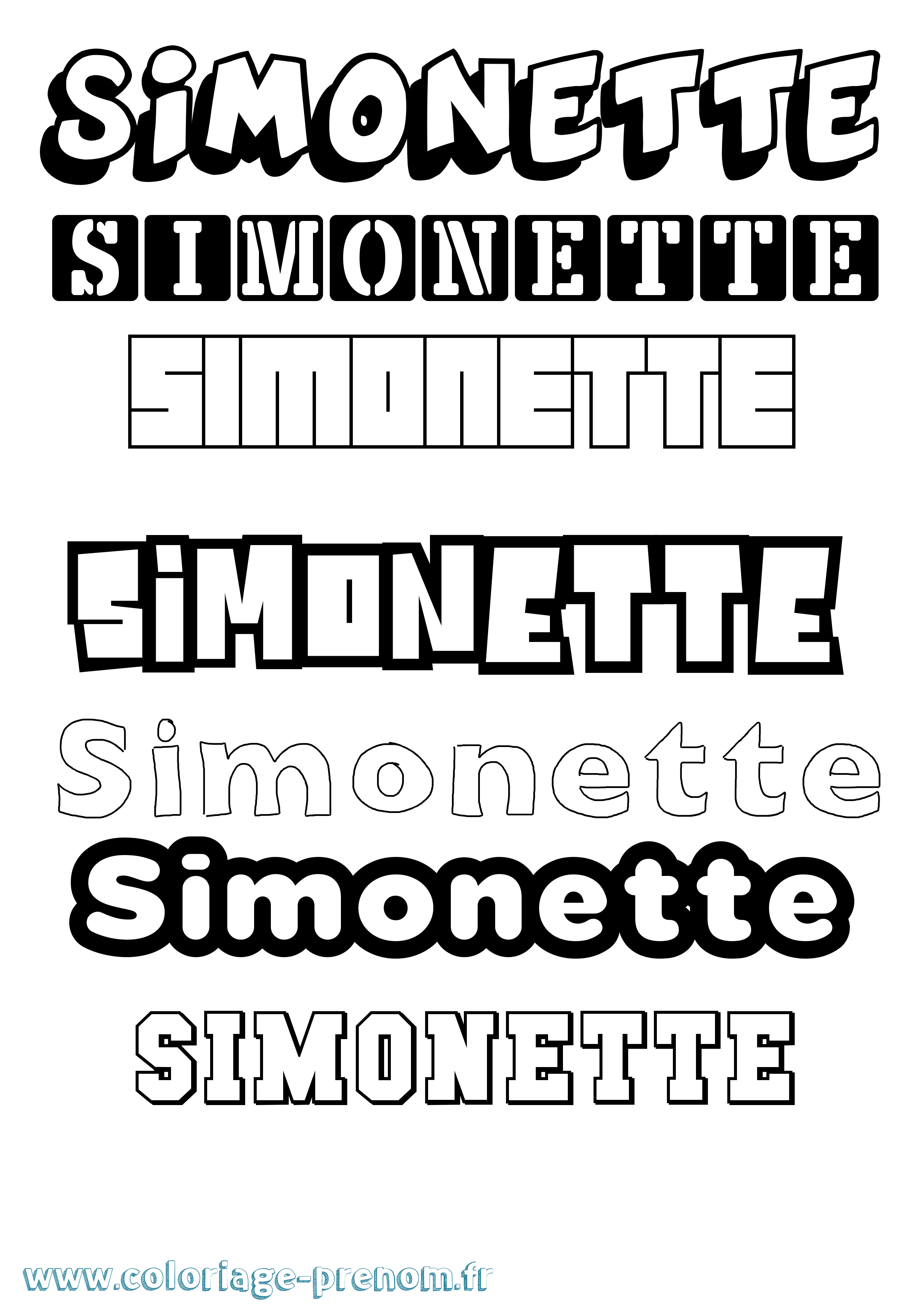 Coloriage Simonette Simple Coloriage prénom Simonette Simple