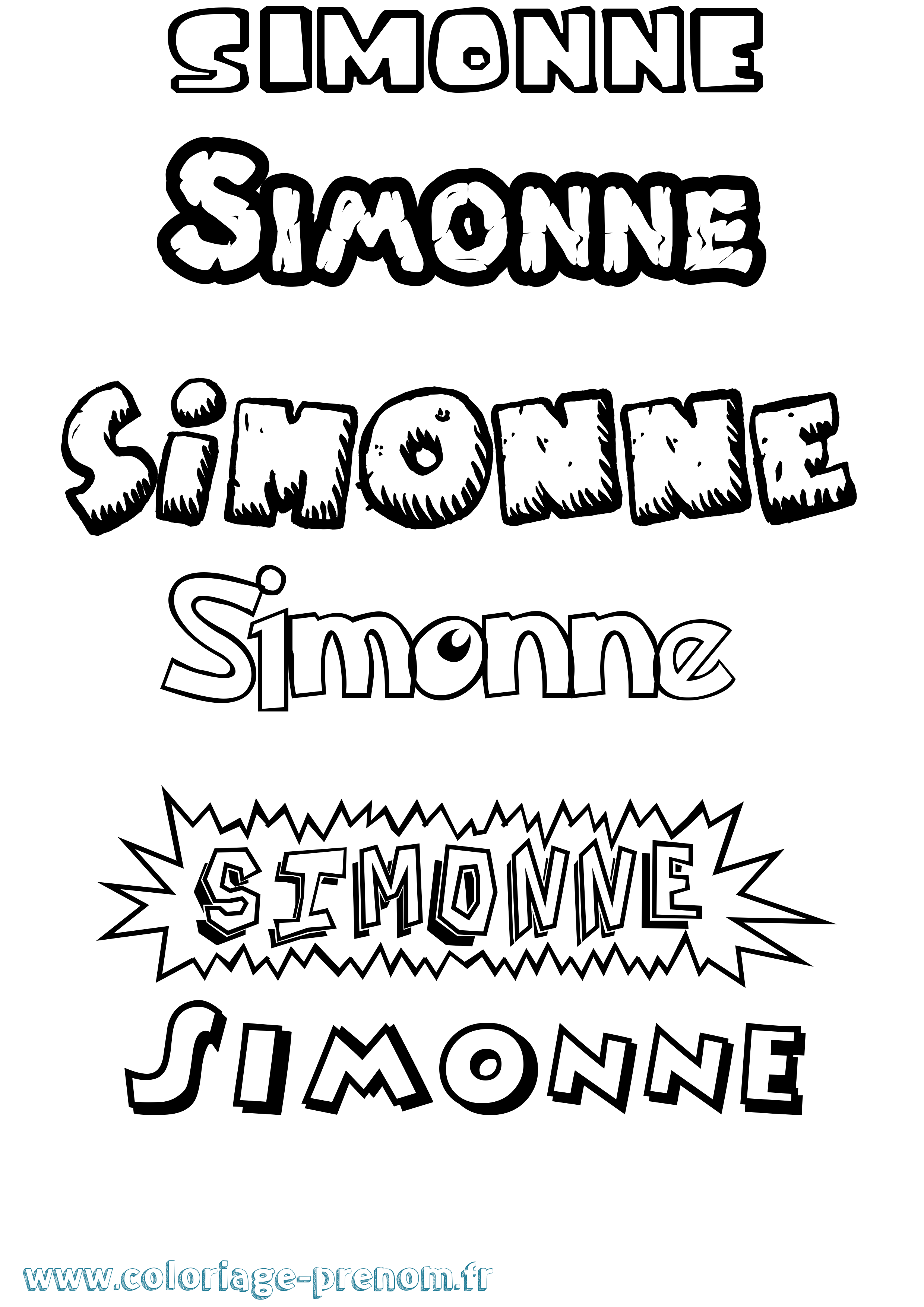 Coloriage Simonne Dessin Animé Coloriage prénom Simonne Dessin Animé