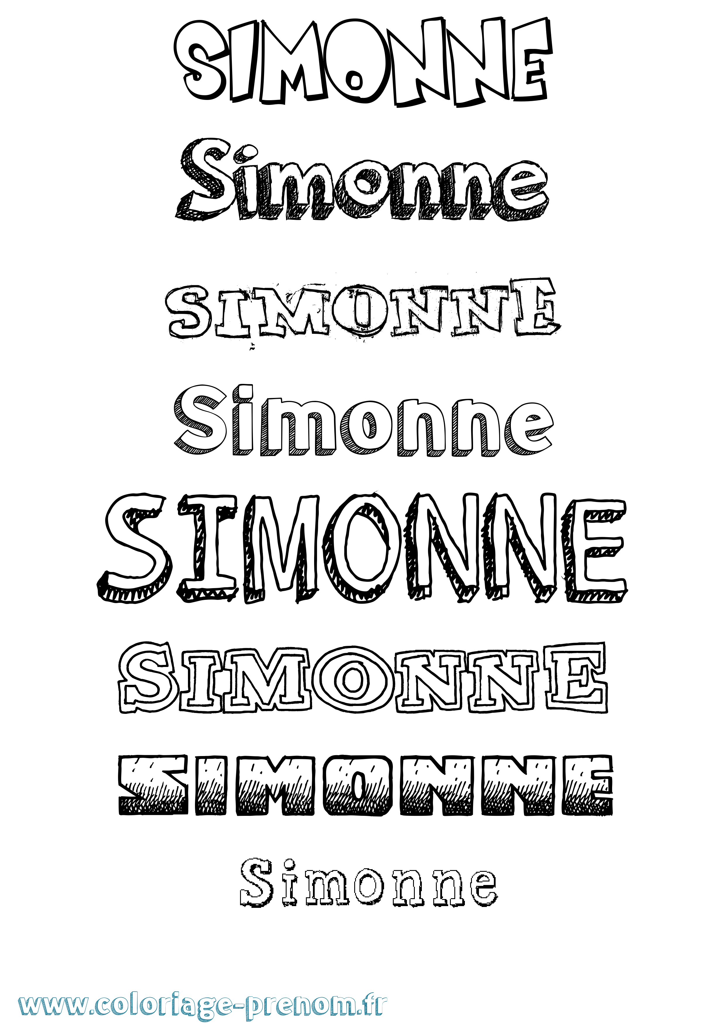 Coloriage Simonne Dessiné Coloriage prénom Simonne Dessiné