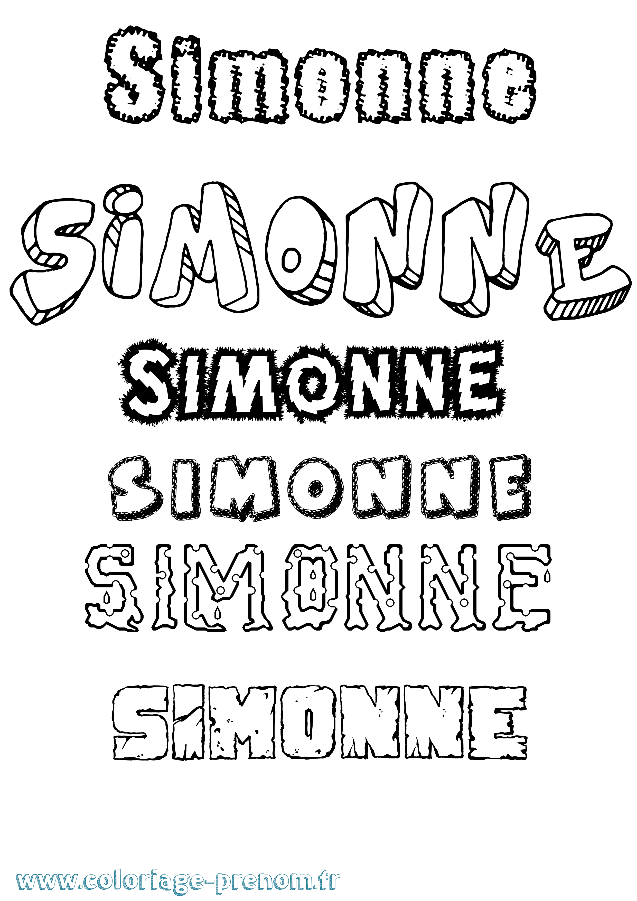 Coloriage Simonne Destructuré Coloriage prénom Simonne Destructuré