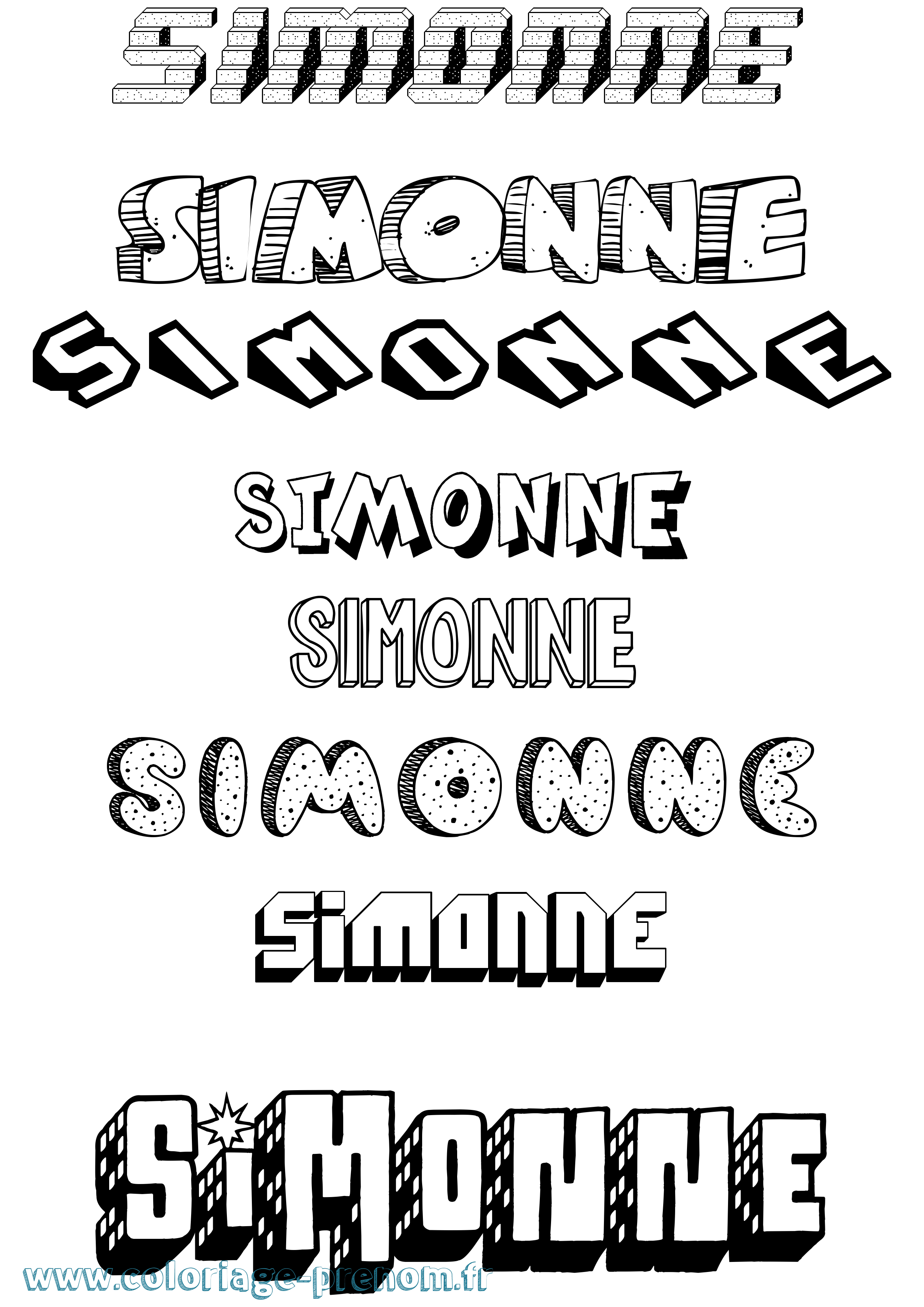 Coloriage Simonne Effet 3D Coloriage prénom Simonne Effet 3D