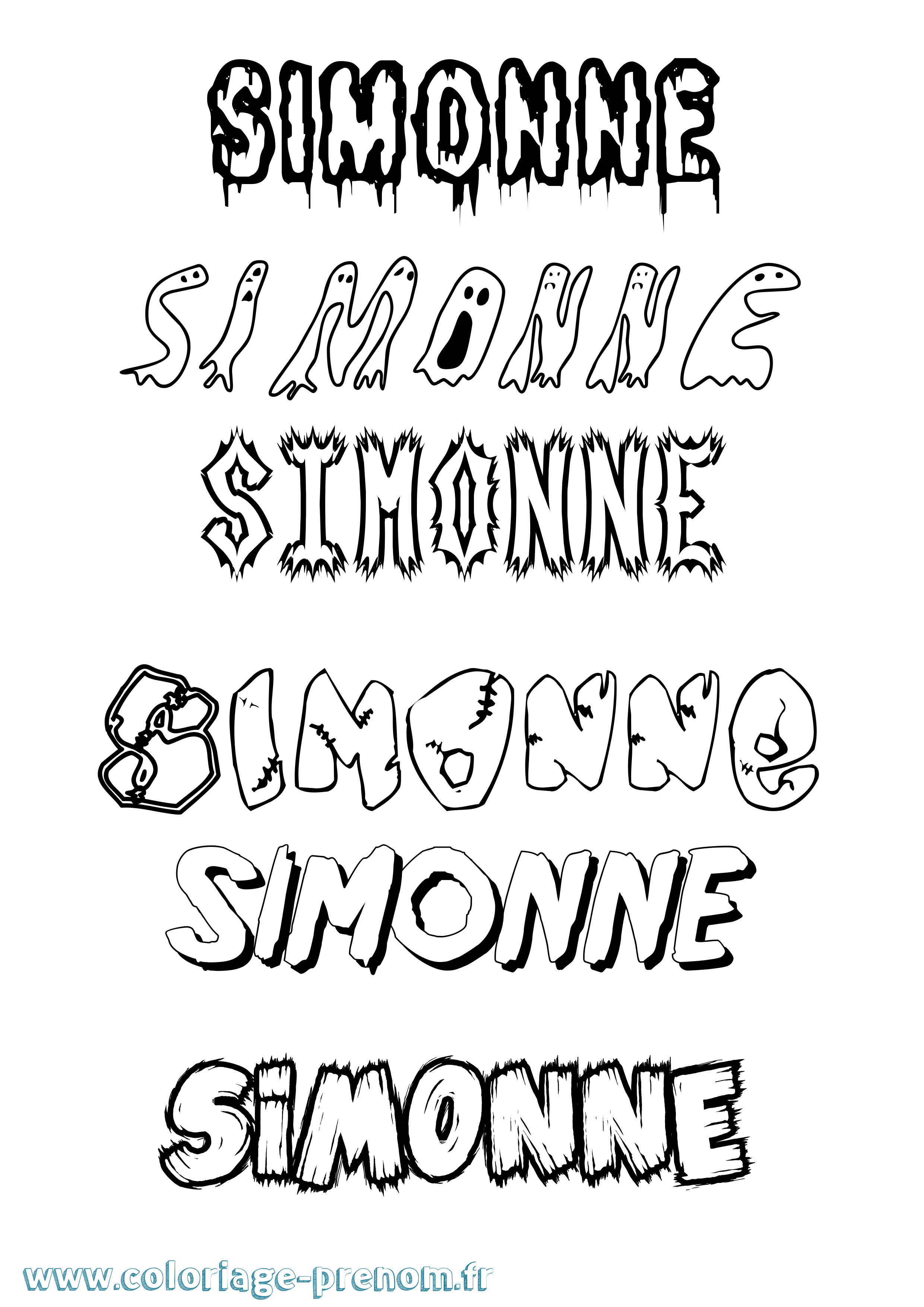 Coloriage Simonne Frisson Coloriage prénom Simonne Frisson