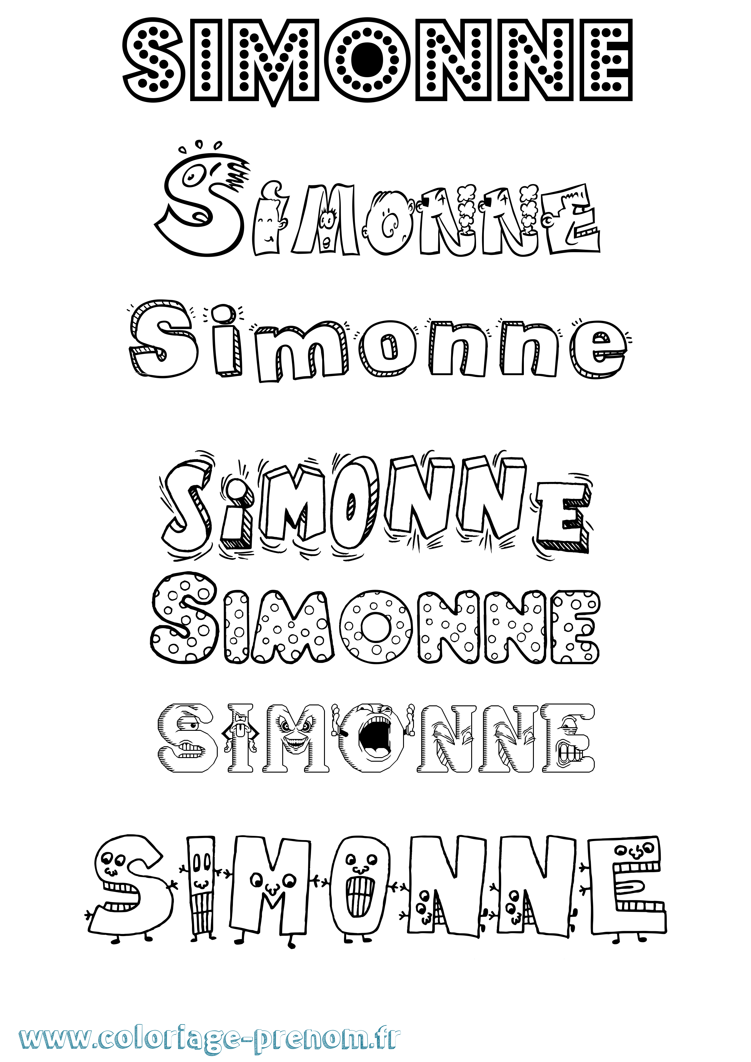 Coloriage Simonne Fun Coloriage prénom Simonne Fun