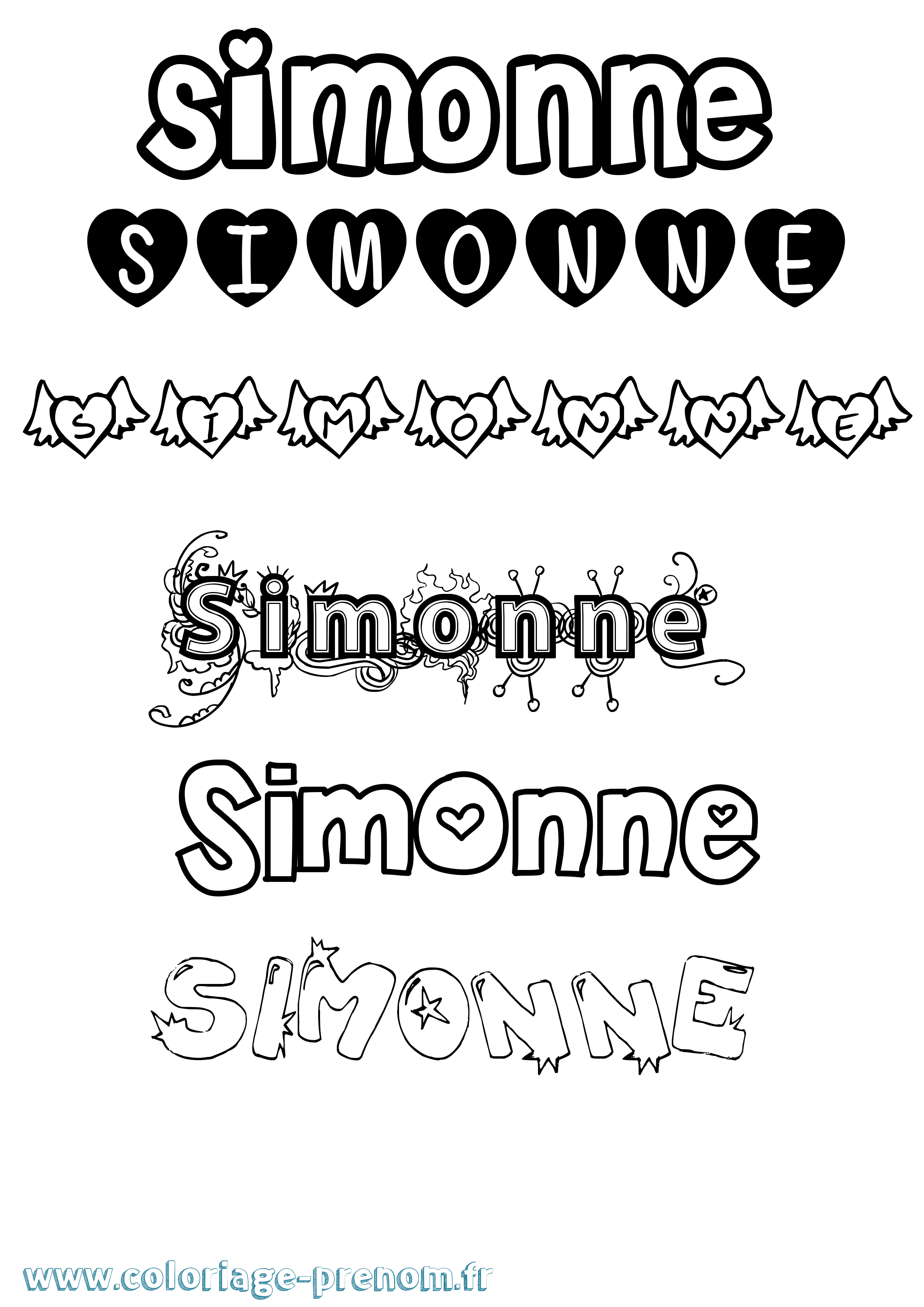 Coloriage Simonne Girly Coloriage prénom Simonne Girly