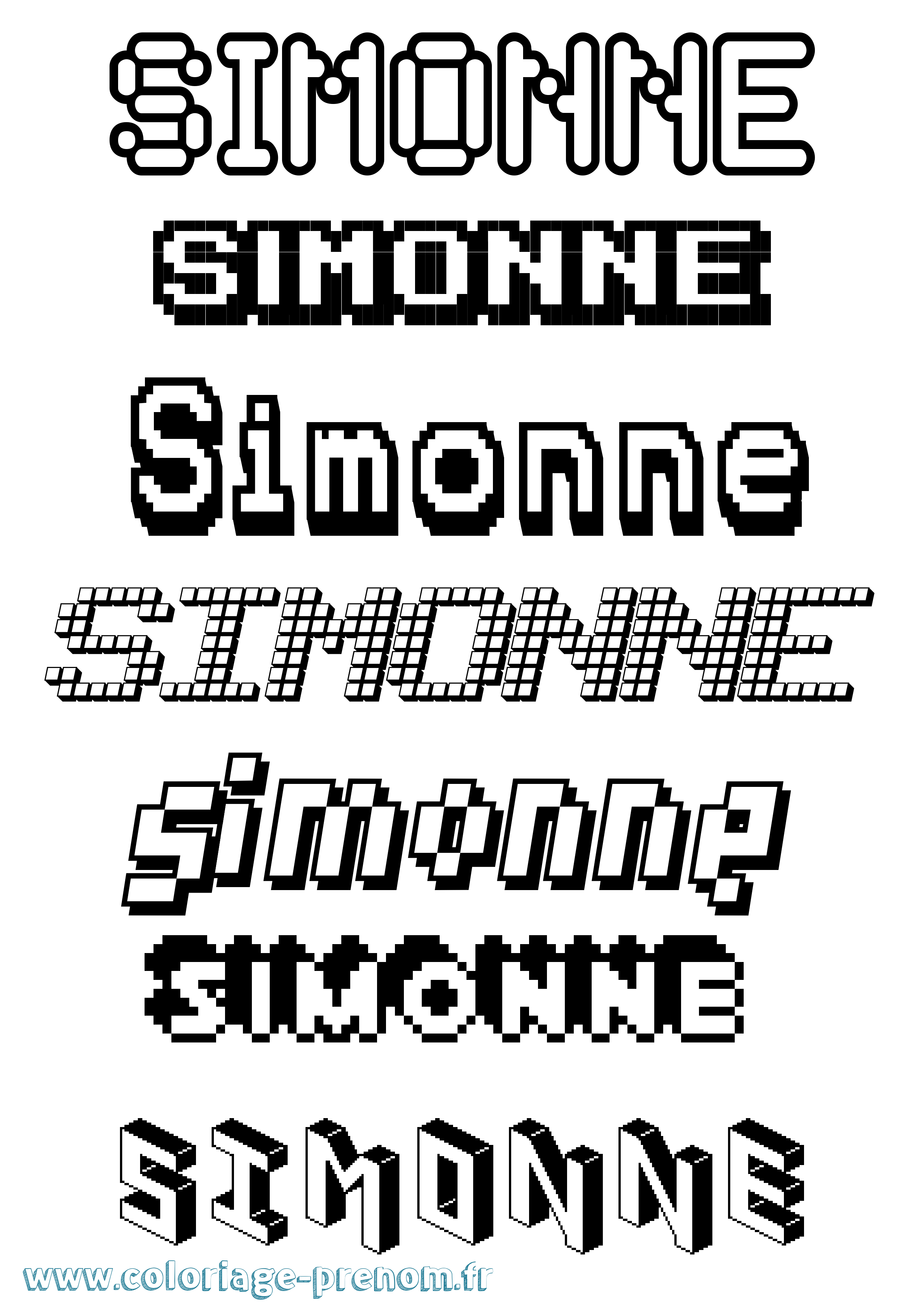 Coloriage Simonne Pixel Coloriage prénom Simonne Pixel