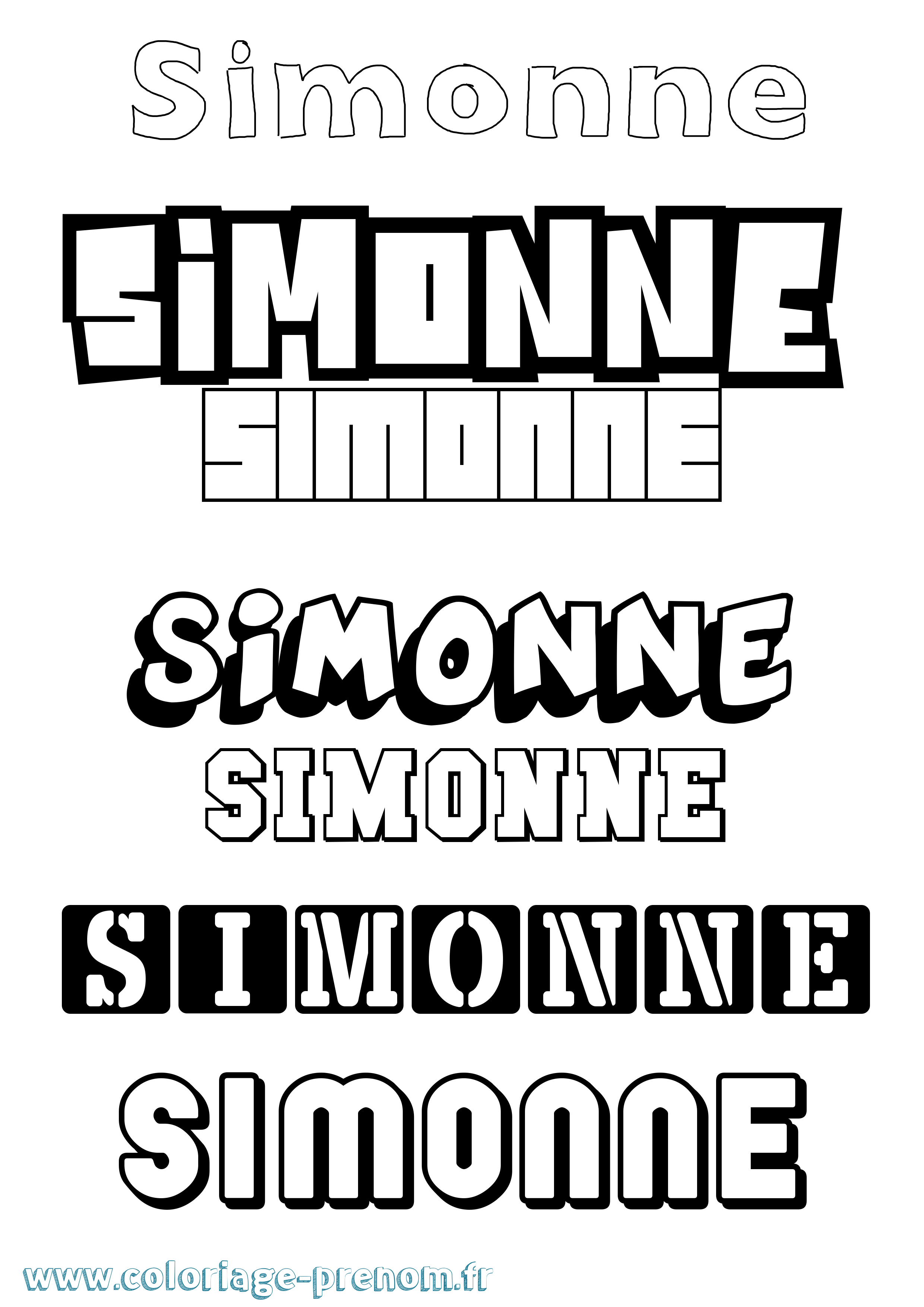 Coloriage Simonne Simple Coloriage prénom Simonne Simple