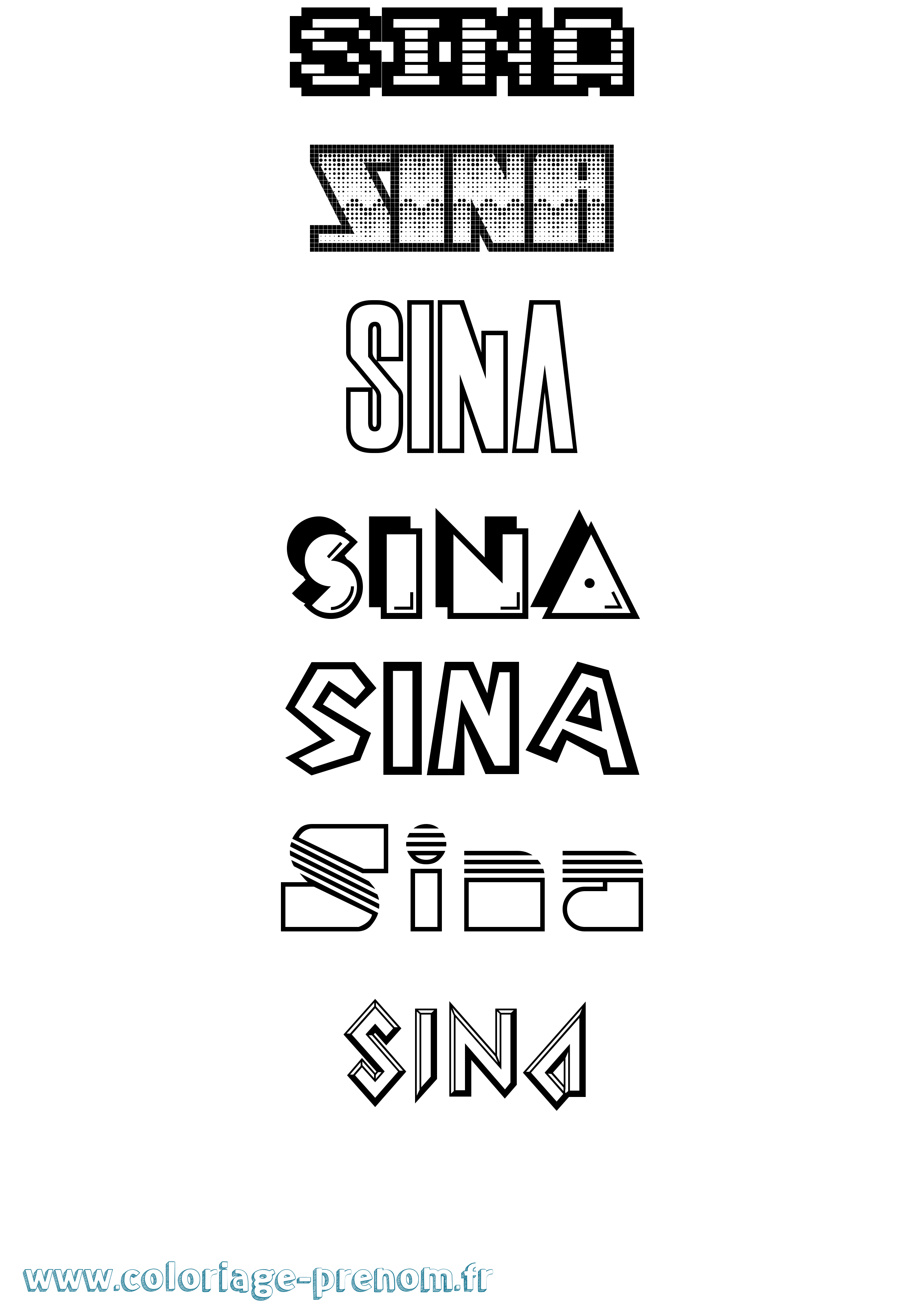 Coloriage Sina Jeux Vidéos Coloriage prénom Sina Jeux Vidéos