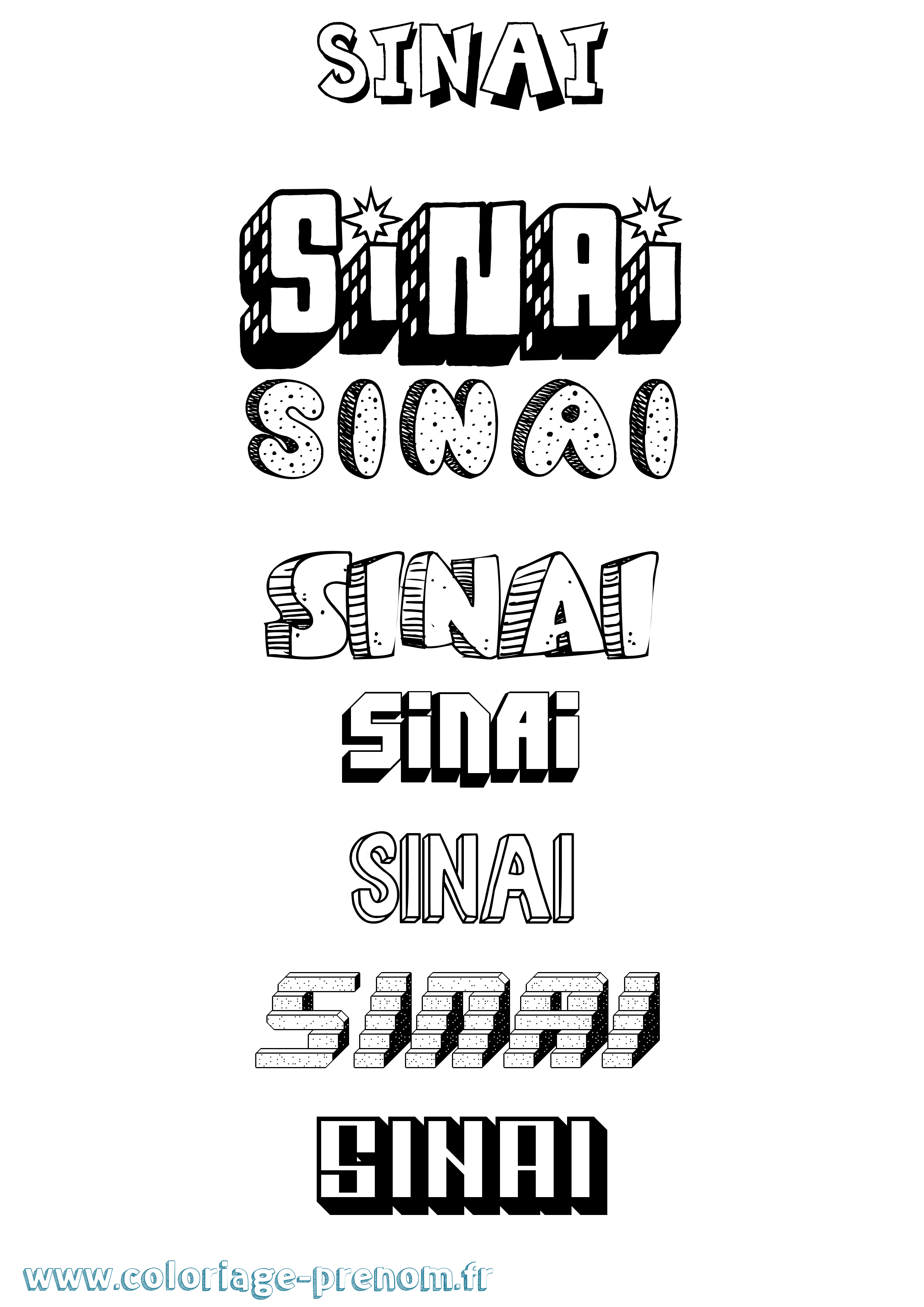 Coloriage Sinai Effet 3D Coloriage prénom Sinai Effet 3D