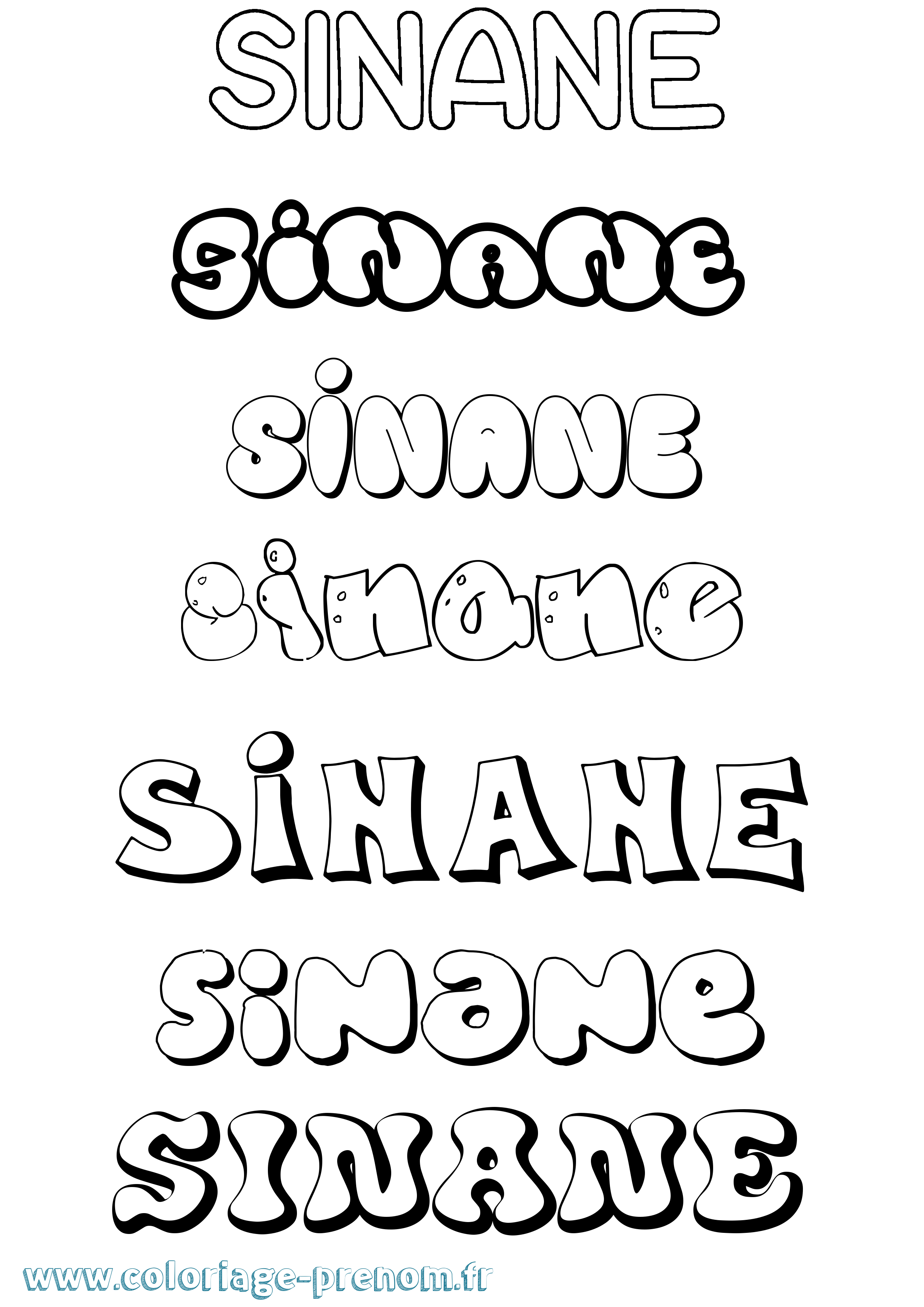 Coloriage Sinane Bubble Coloriage prénom Sinane Bubble