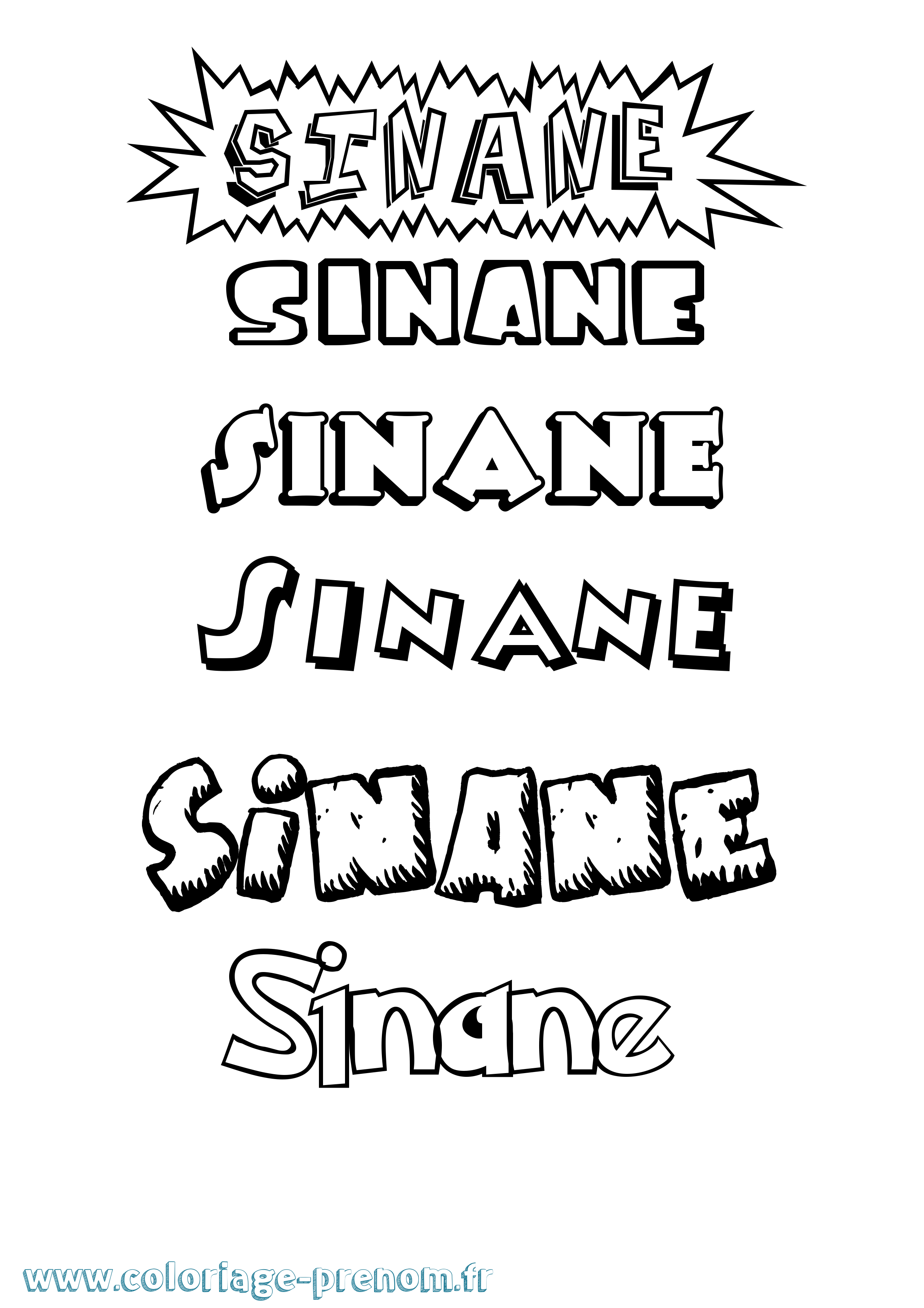 Coloriage Sinane Dessin Animé Coloriage prénom Sinane Dessin Animé