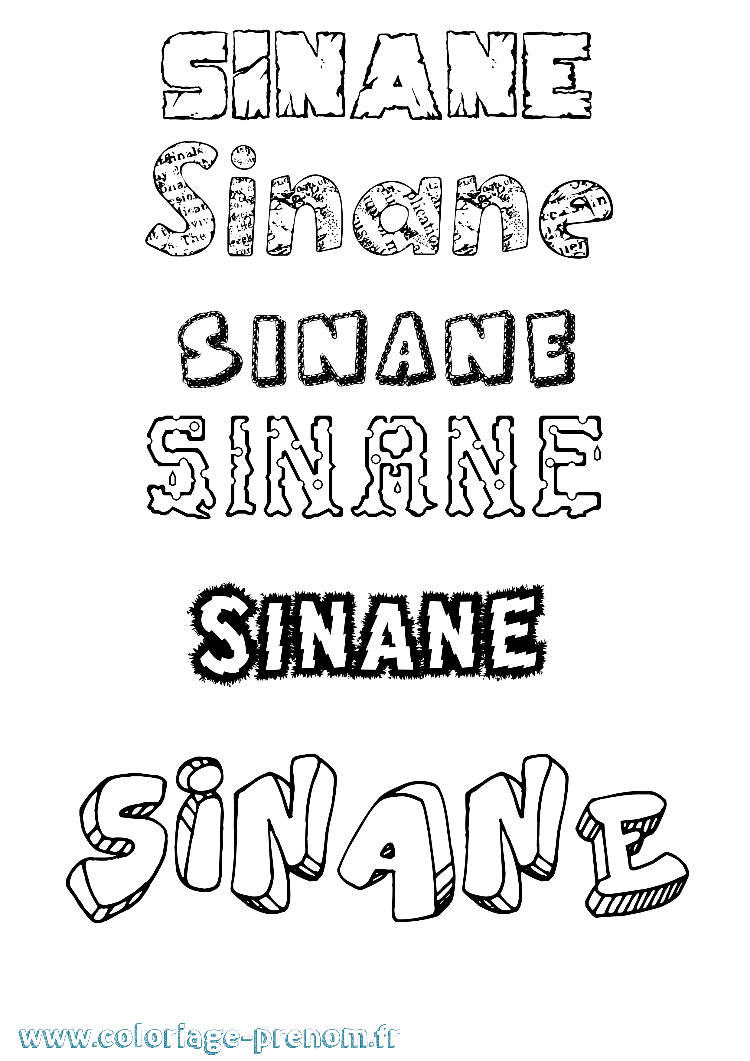 Coloriage Sinane Destructuré Coloriage prénom Sinane Destructuré