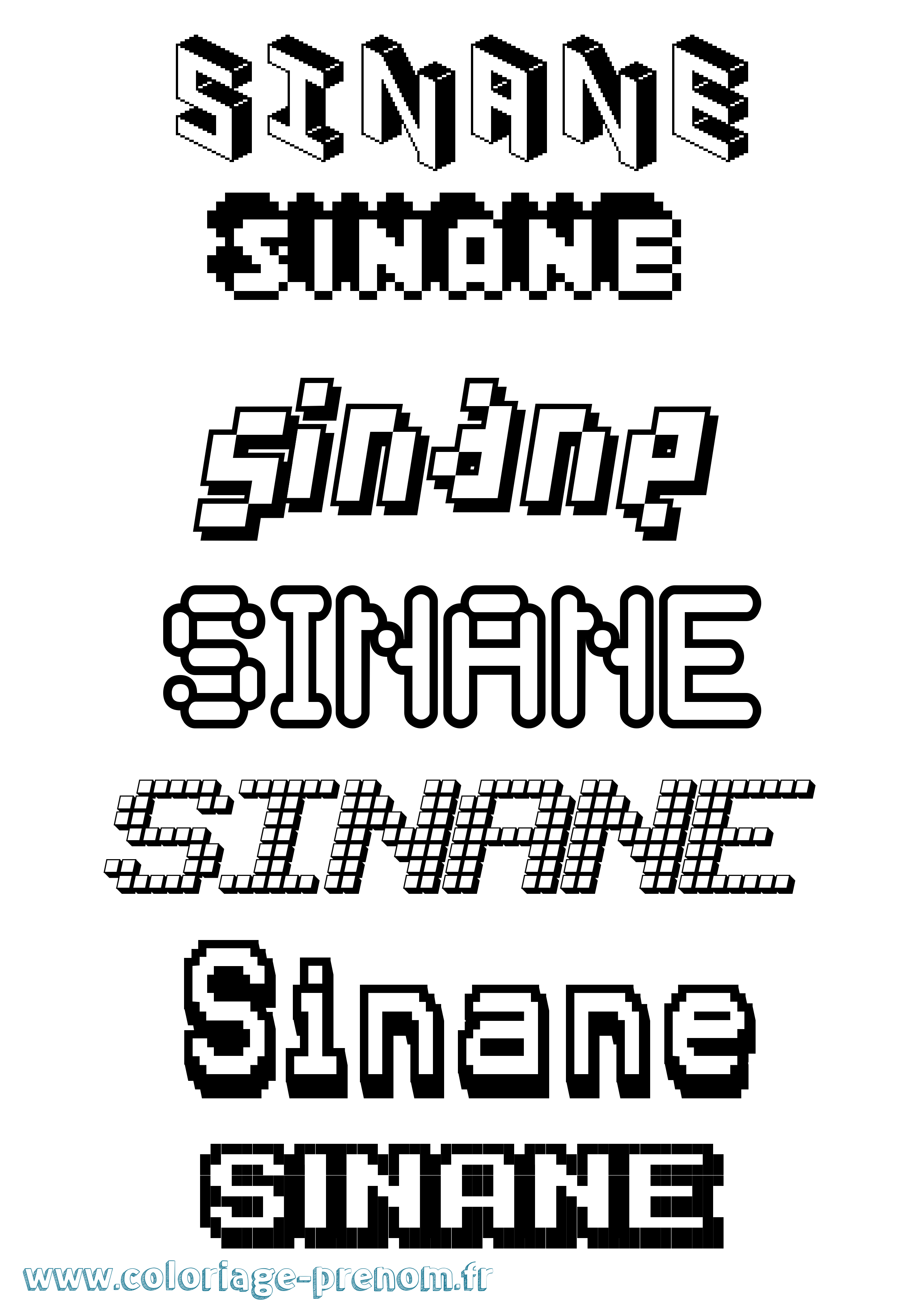 Coloriage Sinane Pixel Coloriage prénom Sinane Pixel
