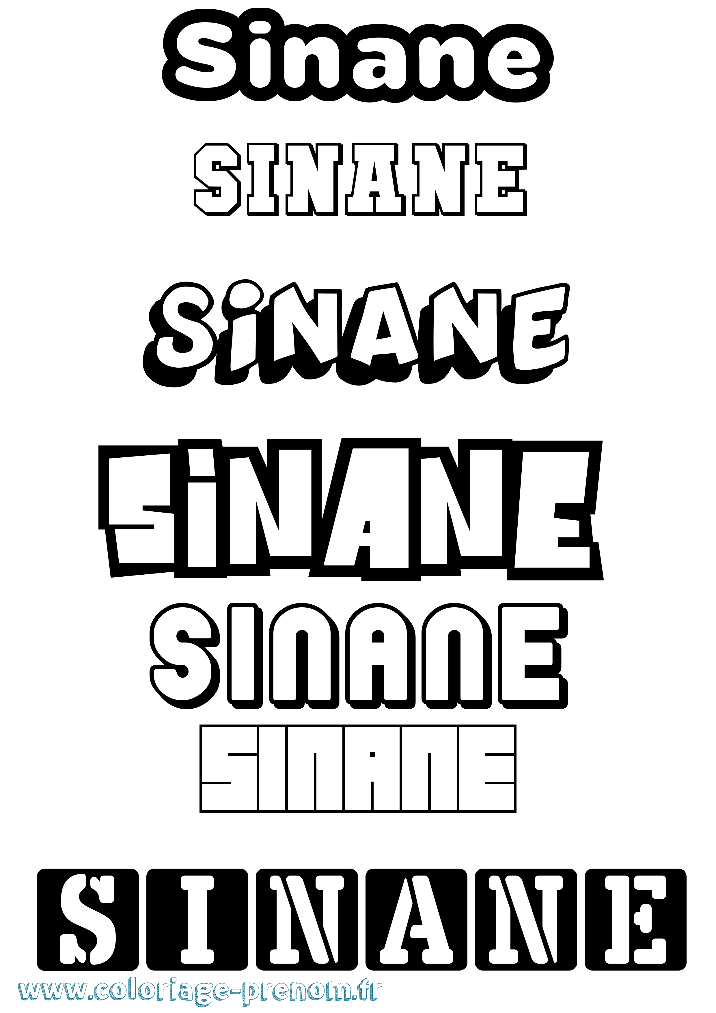 Coloriage Sinane Simple Coloriage prénom Sinane Simple