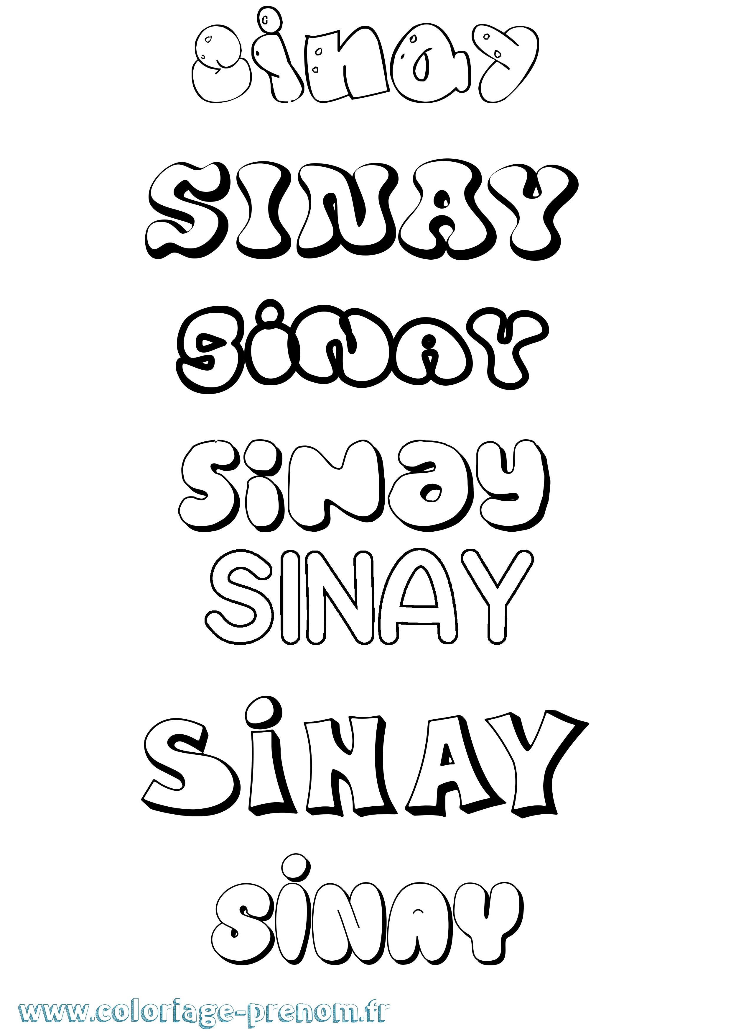 Coloriage Sinay Bubble Coloriage prénom Sinay Bubble