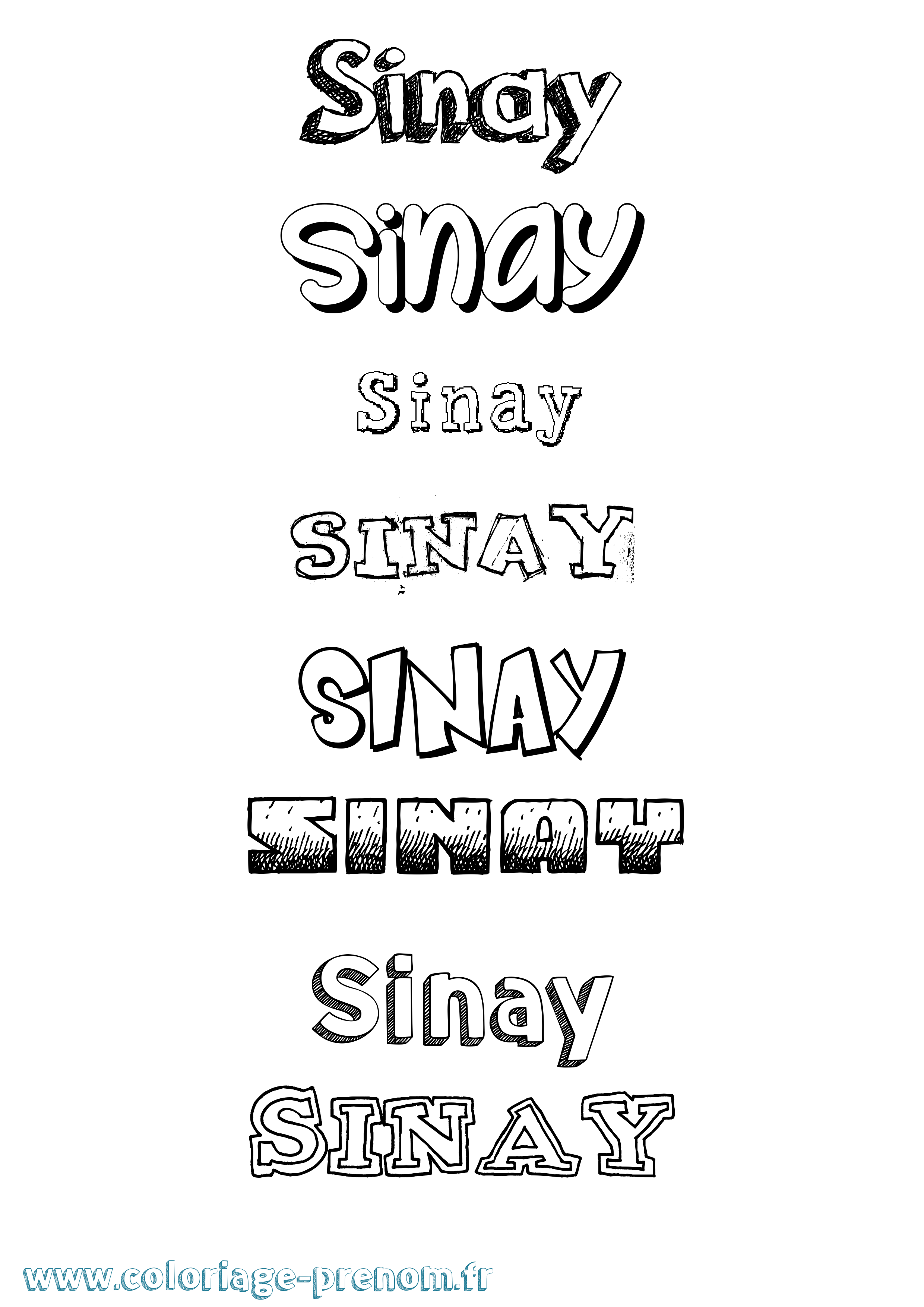 Coloriage Sinay Dessiné Coloriage prénom Sinay Dessiné