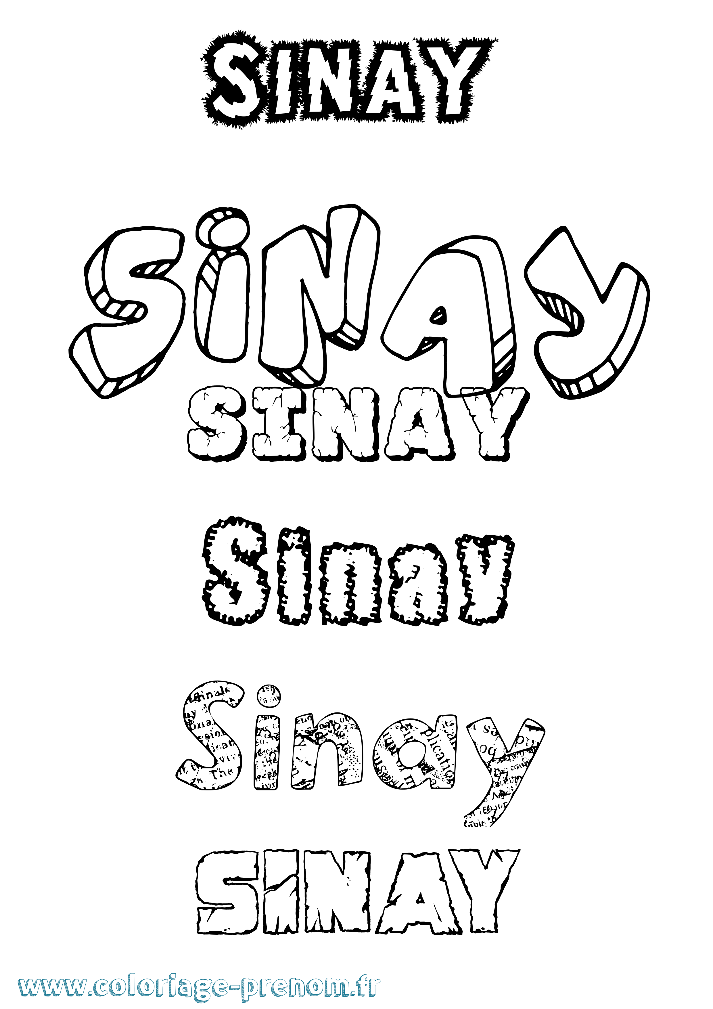 Coloriage Sinay Destructuré Coloriage prénom Sinay Destructuré