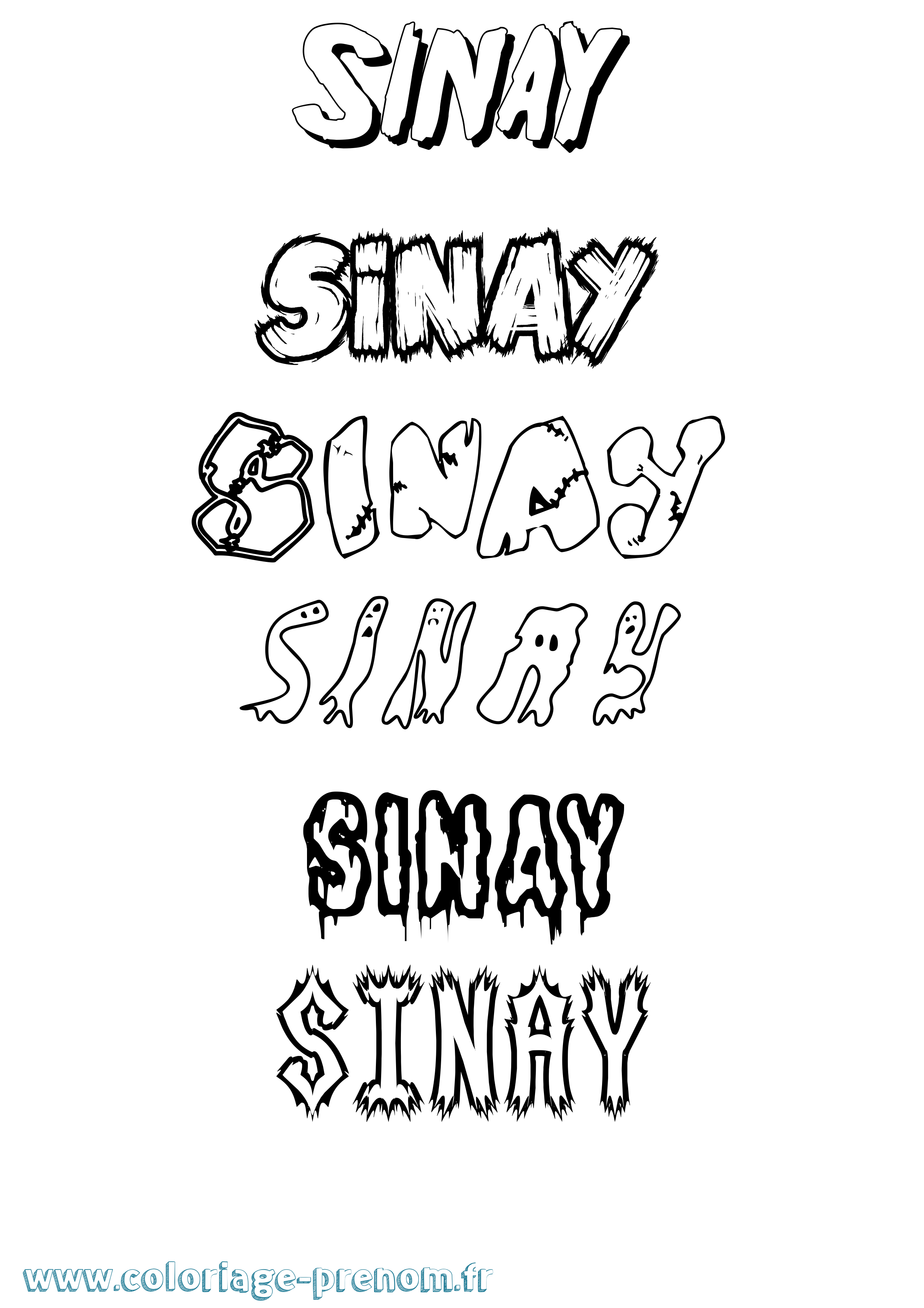 Coloriage Sinay Frisson Coloriage prénom Sinay Frisson