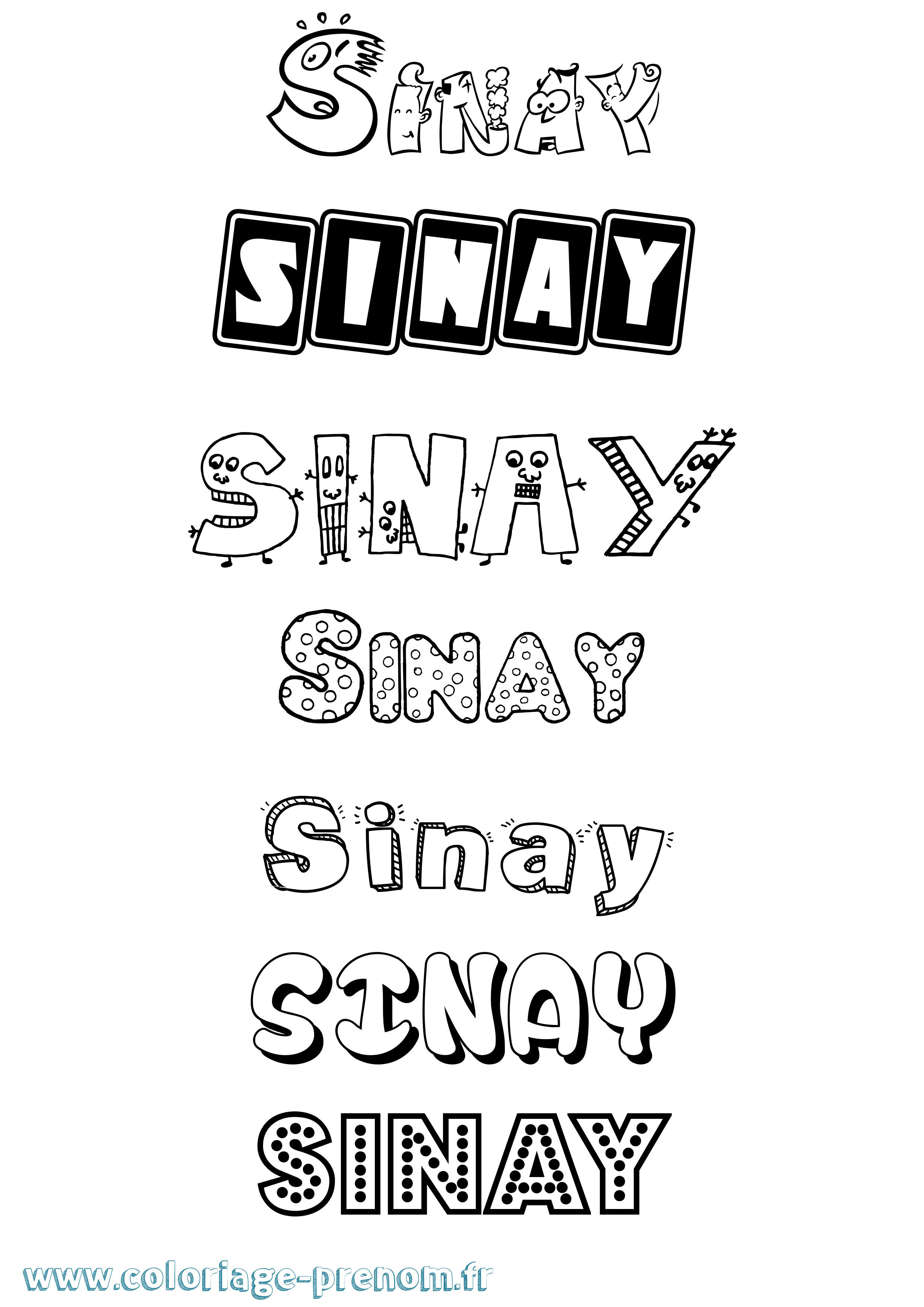 Coloriage Sinay Fun Coloriage prénom Sinay Fun