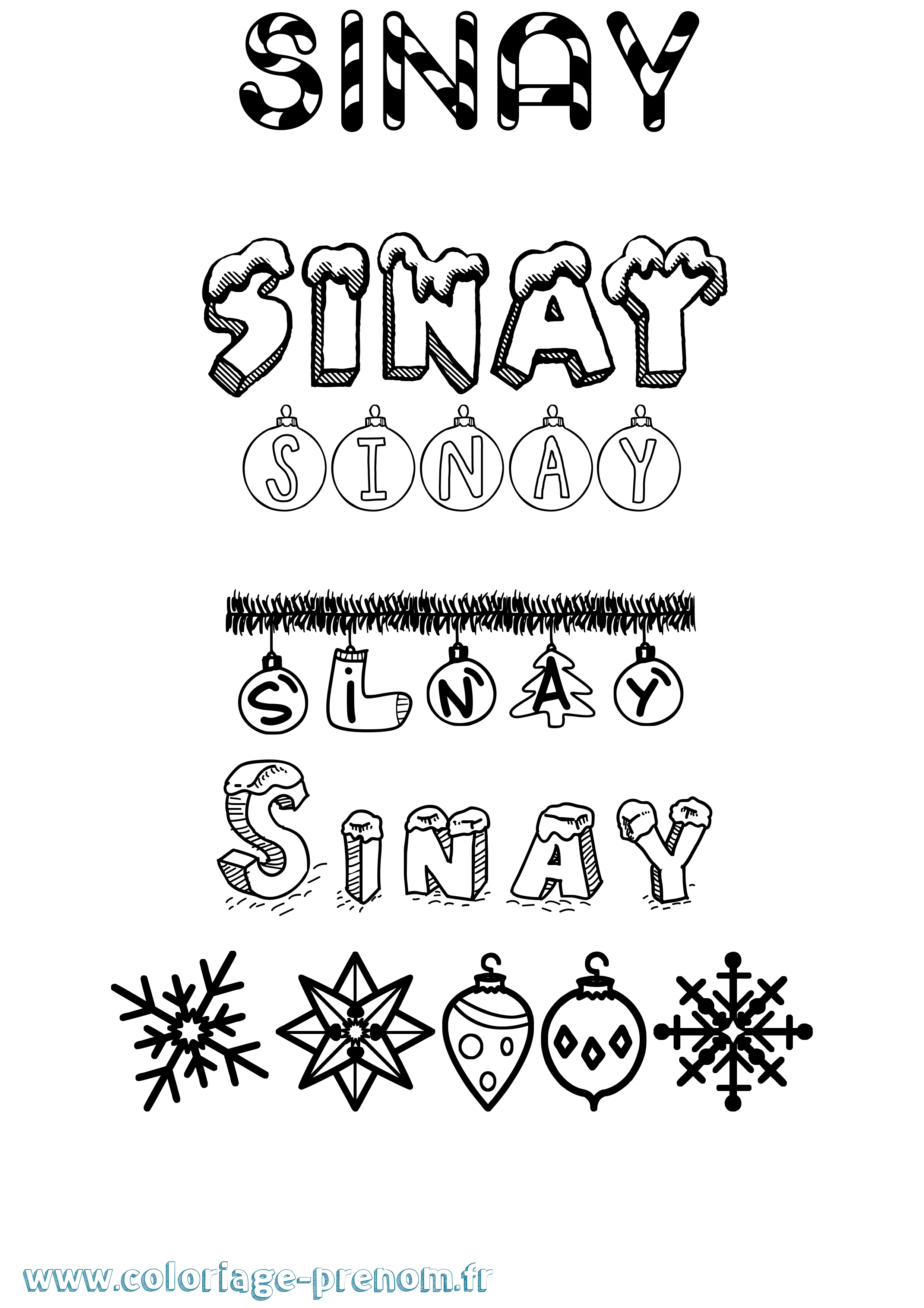 Coloriage Sinay Noël Coloriage prénom Sinay Noël