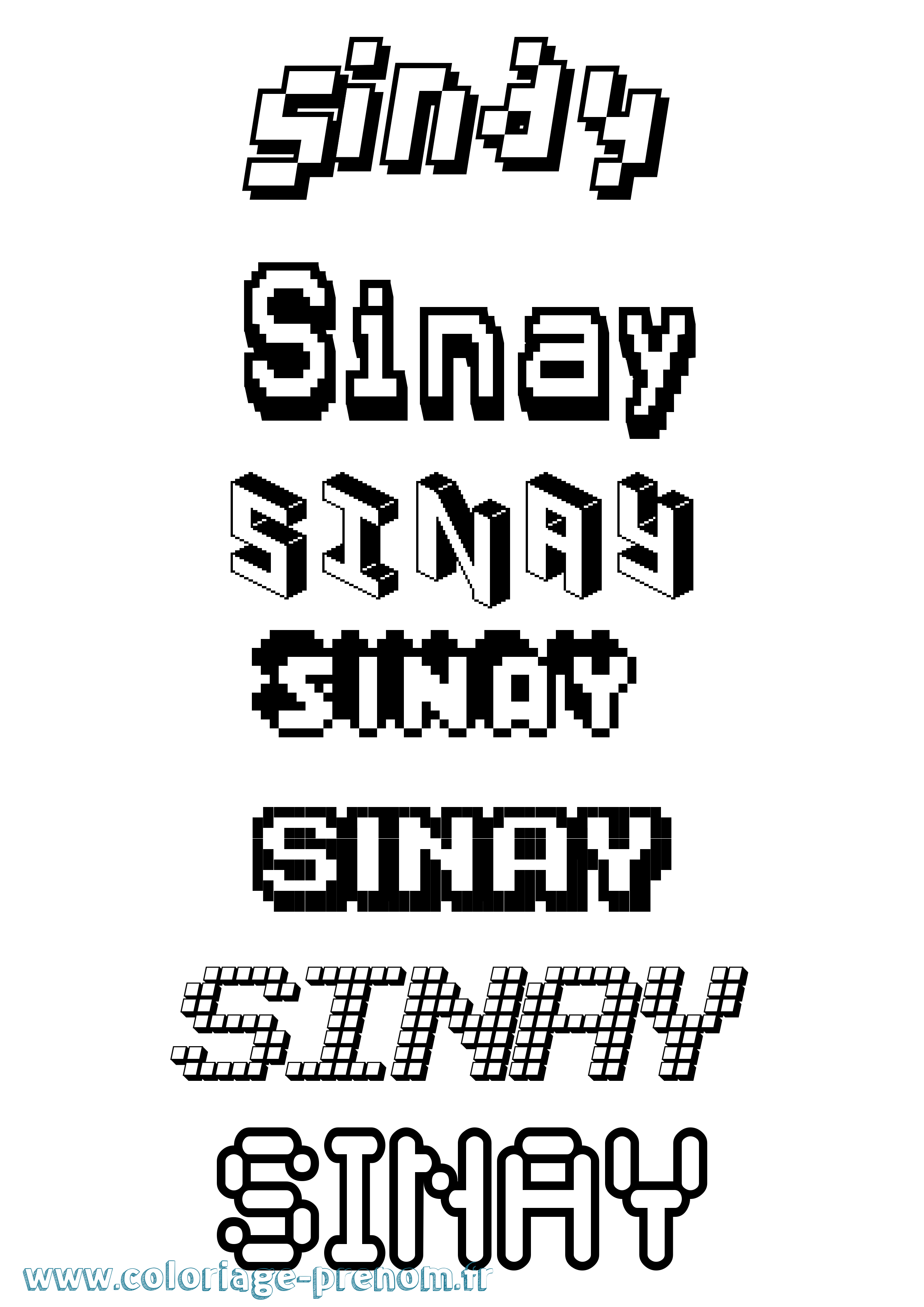 Coloriage Sinay Pixel Coloriage prénom Sinay Pixel